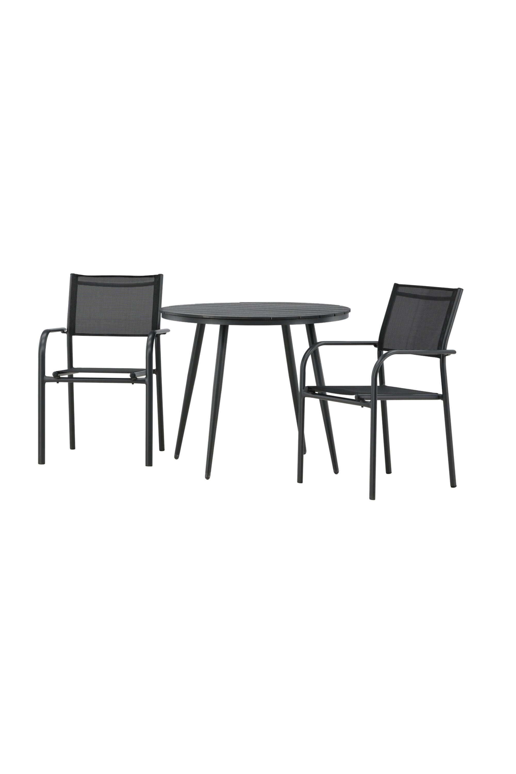 Break Outdoor-Tischset + Santorini ⌀90cm/2St. in Schwarz präsentiert im Onlineshop von KAQTU Design AG. Gartentischset ist von Venture Home