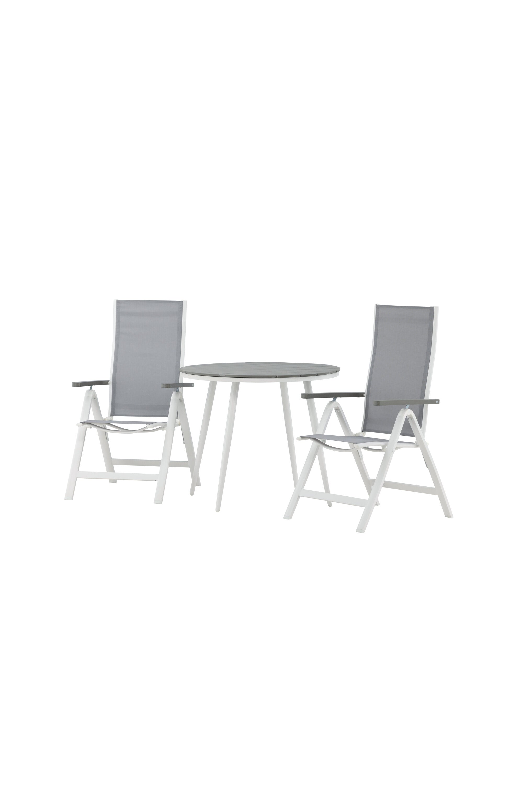 Break Outdoor-Tischset + Albany ⌀90cm/2St. in Weiss präsentiert im Onlineshop von KAQTU Design AG. Gartentischset ist von Venture Home