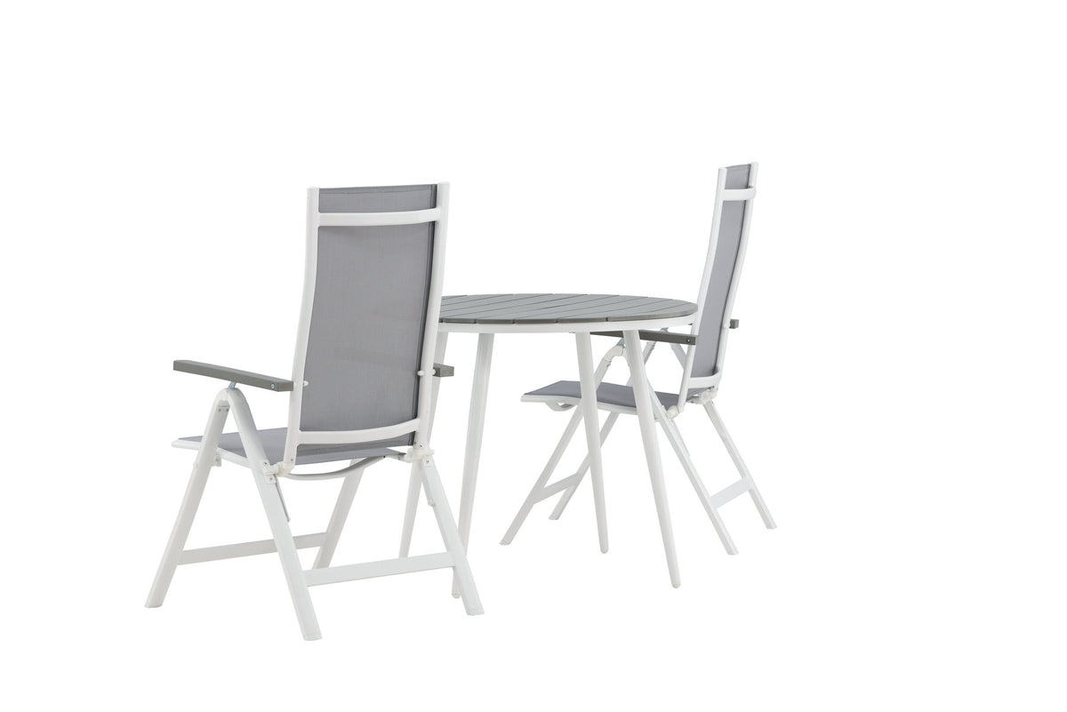 Break Outdoor-Tischset + Albany ⌀90cm/2St. in Weiss präsentiert im Onlineshop von KAQTU Design AG. Gartentischset ist von Venture Home