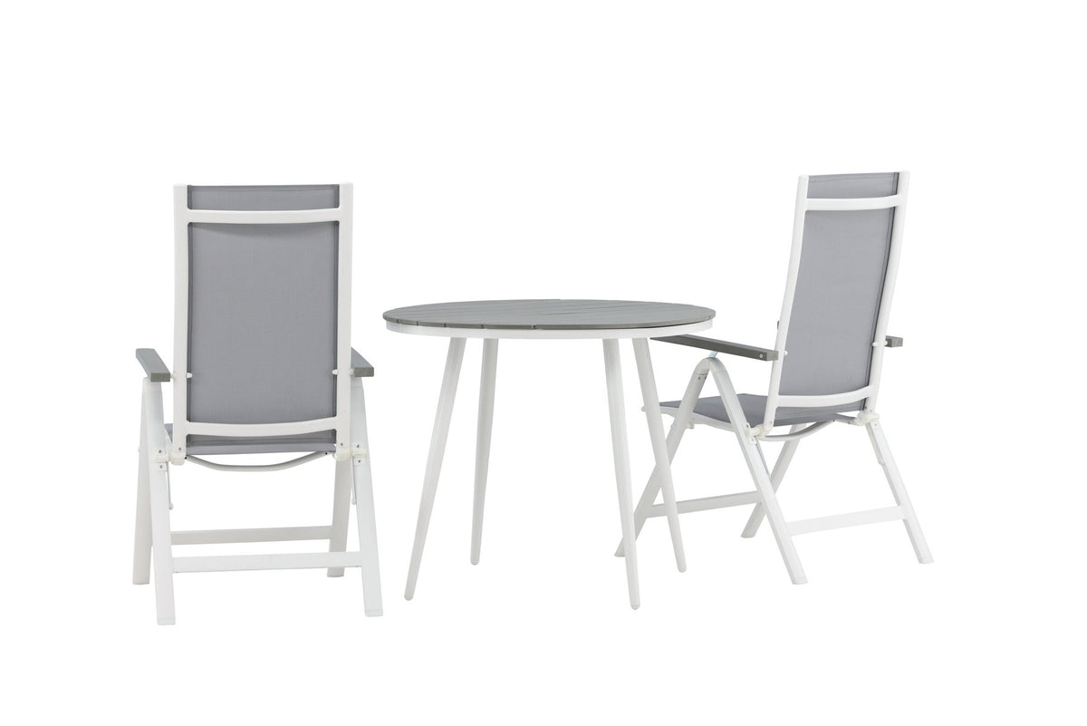 Break Outdoor-Tischset + Albany ⌀90cm/2St. in Weiss präsentiert im Onlineshop von KAQTU Design AG. Gartentischset ist von Venture Home