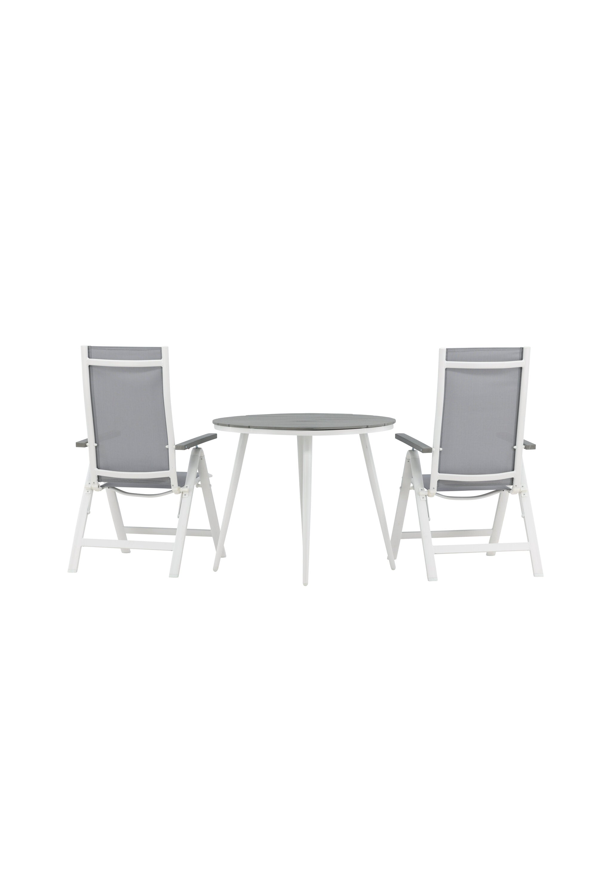 Break Outdoor-Tischset + Albany ⌀90cm/2St. in Weiss präsentiert im Onlineshop von KAQTU Design AG. Gartentischset ist von Venture Home