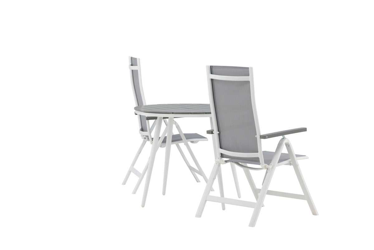 Break Outdoor-Tischset + Albany ⌀90cm/2St. in Weiss präsentiert im Onlineshop von KAQTU Design AG. Gartentischset ist von Venture Home