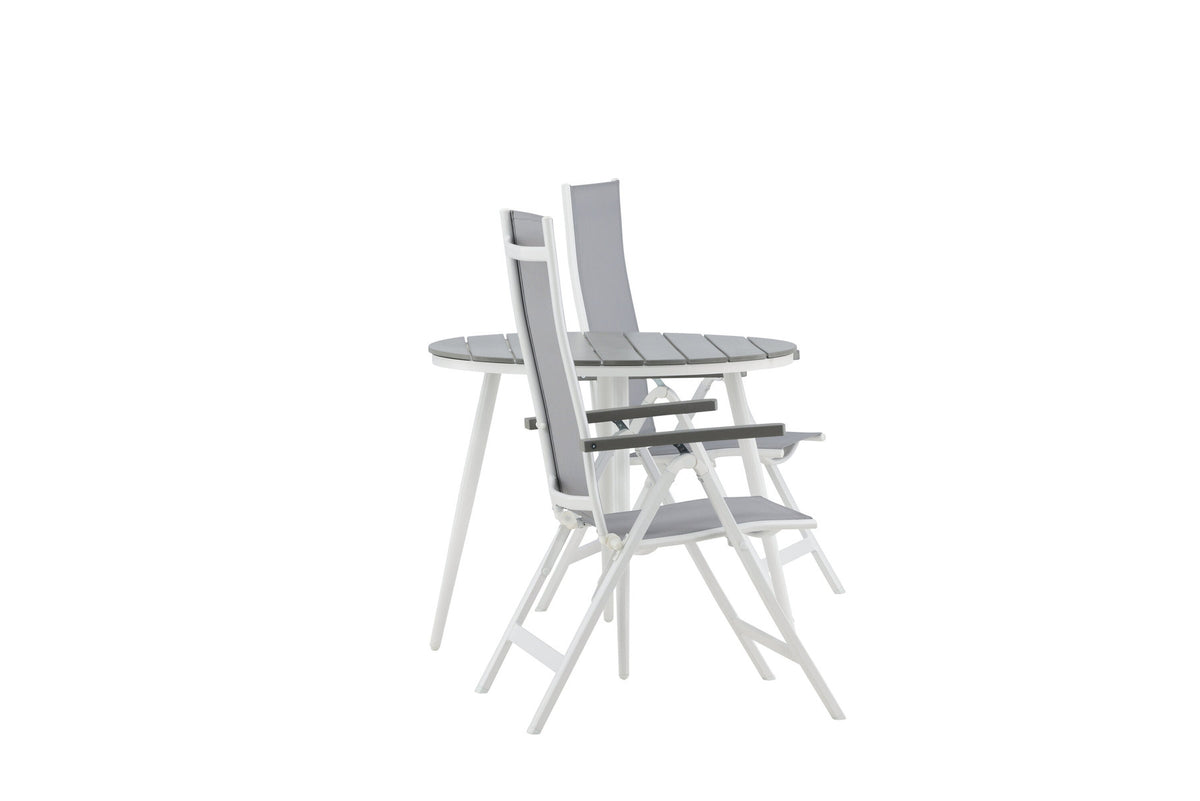 Break Outdoor-Tischset + Albany ⌀90cm/2St. in Weiss präsentiert im Onlineshop von KAQTU Design AG. Gartentischset ist von Venture Home