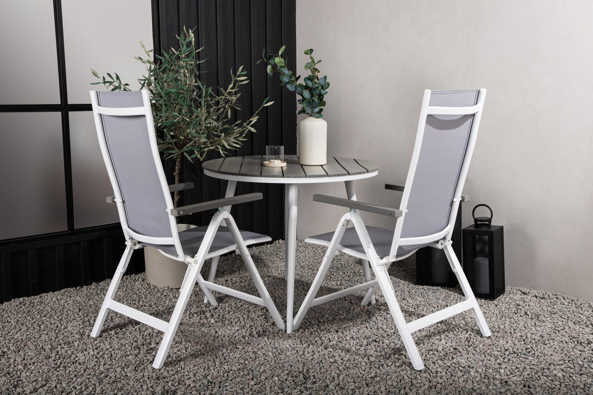 Break Outdoor-Tischset + Albany ⌀90cm/2St. in Weiss präsentiert im Onlineshop von KAQTU Design AG. Gartentischset ist von Venture Home