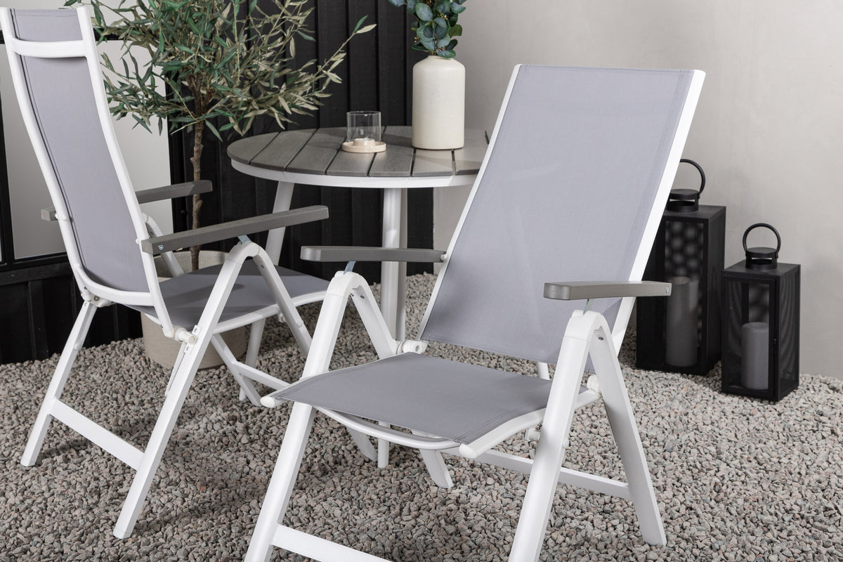Break Outdoor-Tischset + Albany ⌀90cm/2St. in Weiss präsentiert im Onlineshop von KAQTU Design AG. Gartentischset ist von Venture Home