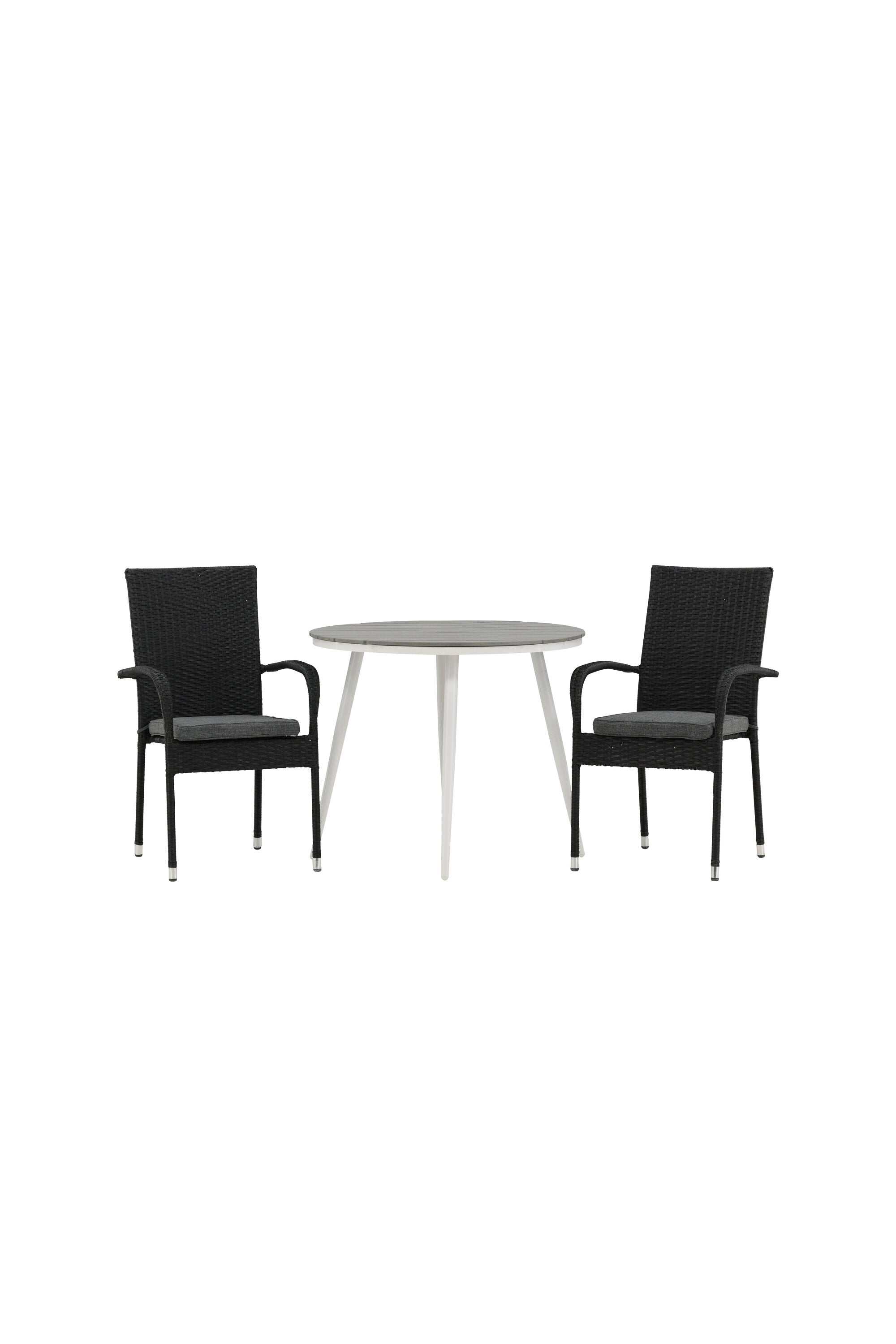 Break Outdoor-Tischset + Anna ⌀90cm/2St. in Weiss / Grau präsentiert im Onlineshop von KAQTU Design AG. Gartentischset ist von Venture Home