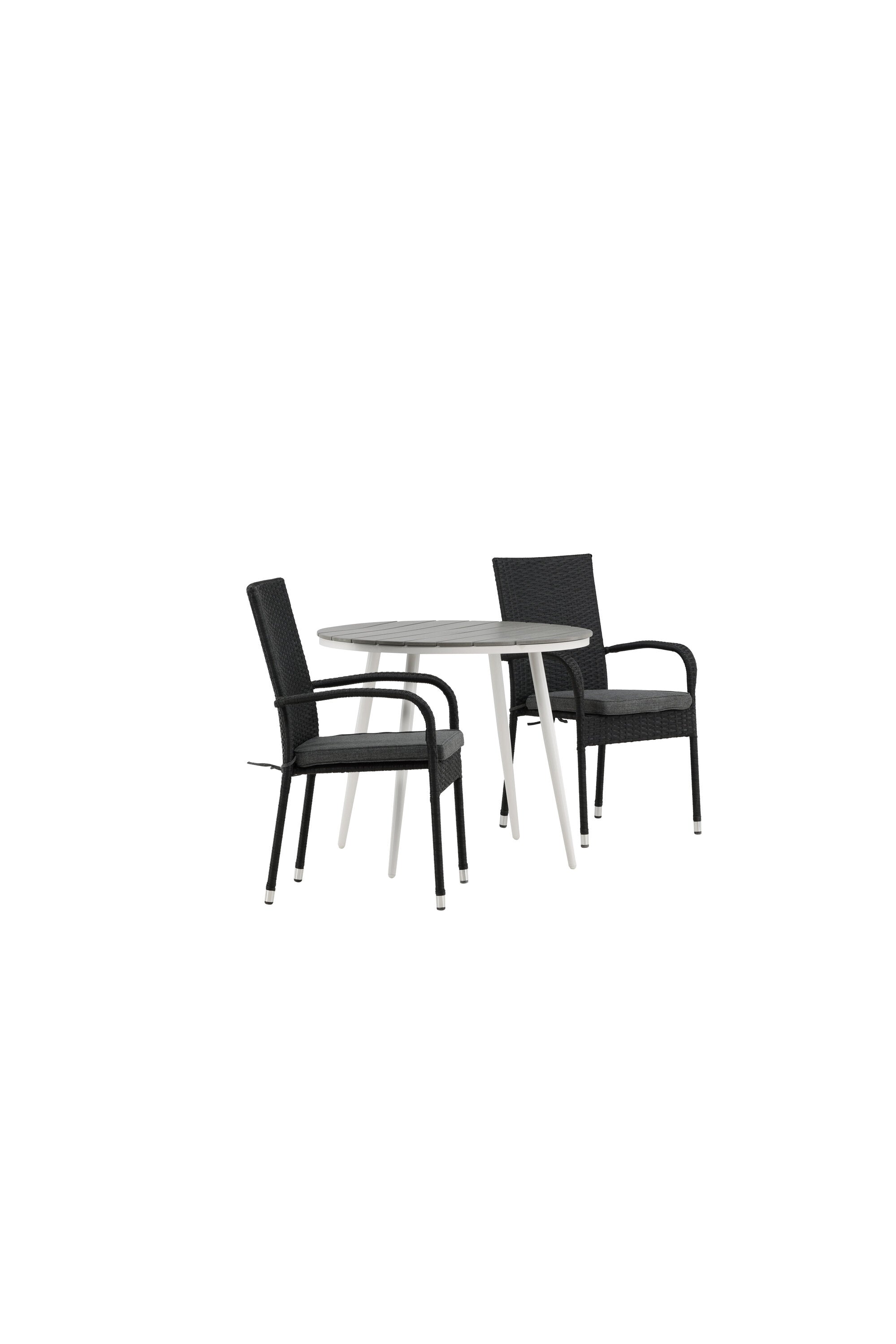Break Outdoor-Tischset + Anna ⌀90cm/2St. in Weiss / Grau präsentiert im Onlineshop von KAQTU Design AG. Gartentischset ist von Venture Home