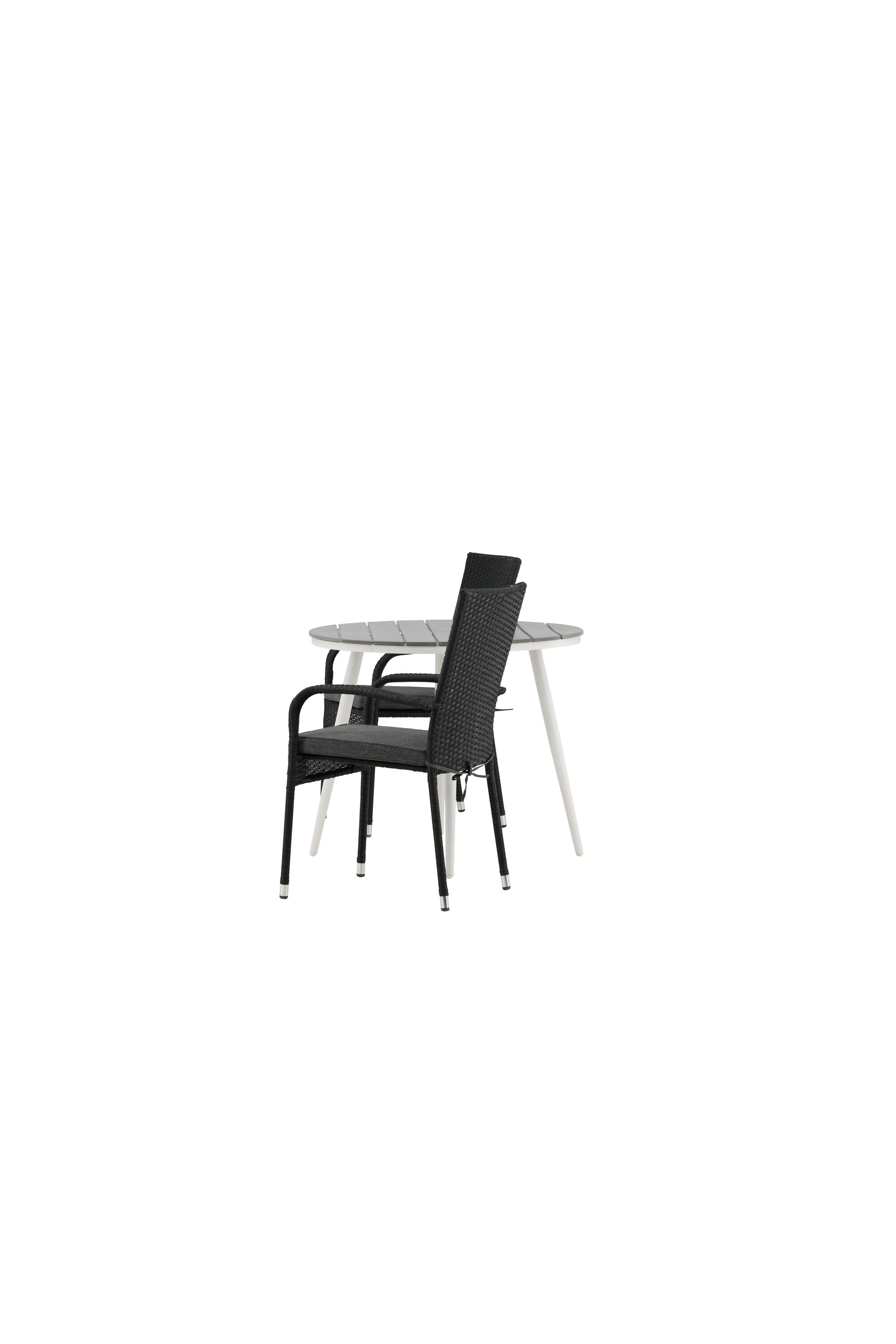 Break Outdoor-Tischset + Anna ⌀90cm/2St. in Weiss / Grau präsentiert im Onlineshop von KAQTU Design AG. Gartentischset ist von Venture Home