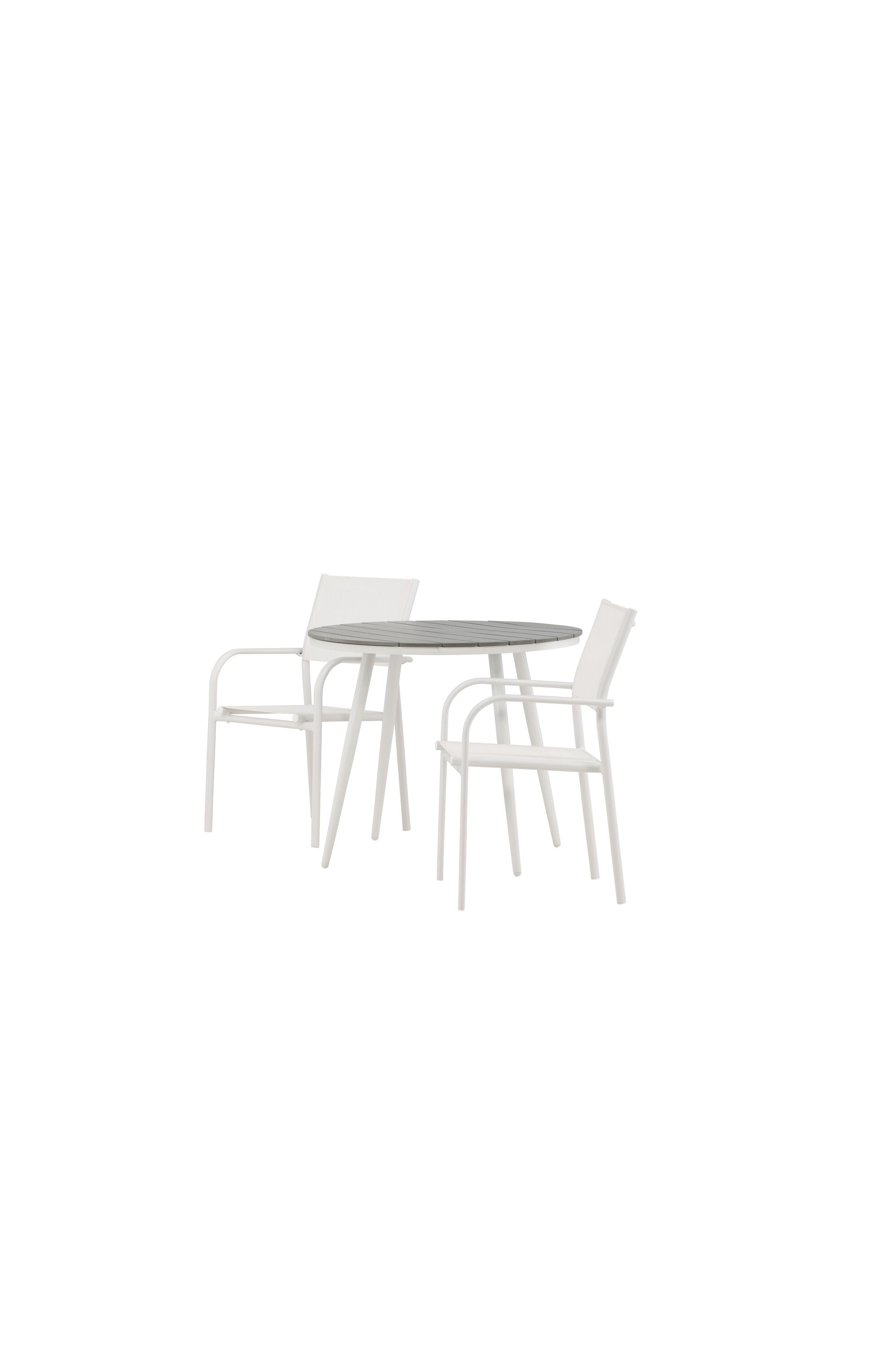 Break Outdoor-Tischset + Santorini ⌀90cm/2St. in Weiss präsentiert im Onlineshop von KAQTU Design AG. Gartentischset ist von Venture Home