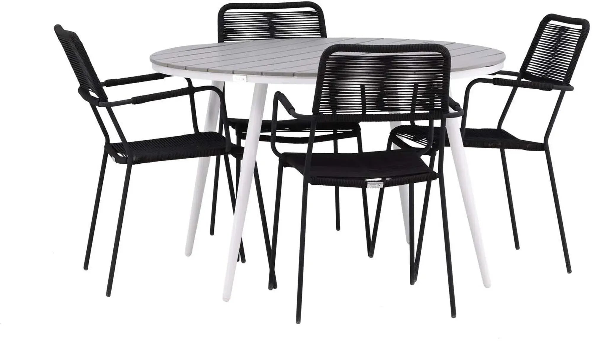 Elegantes Tischset für 4, ideal für entspannte Outdoor-Dinner.