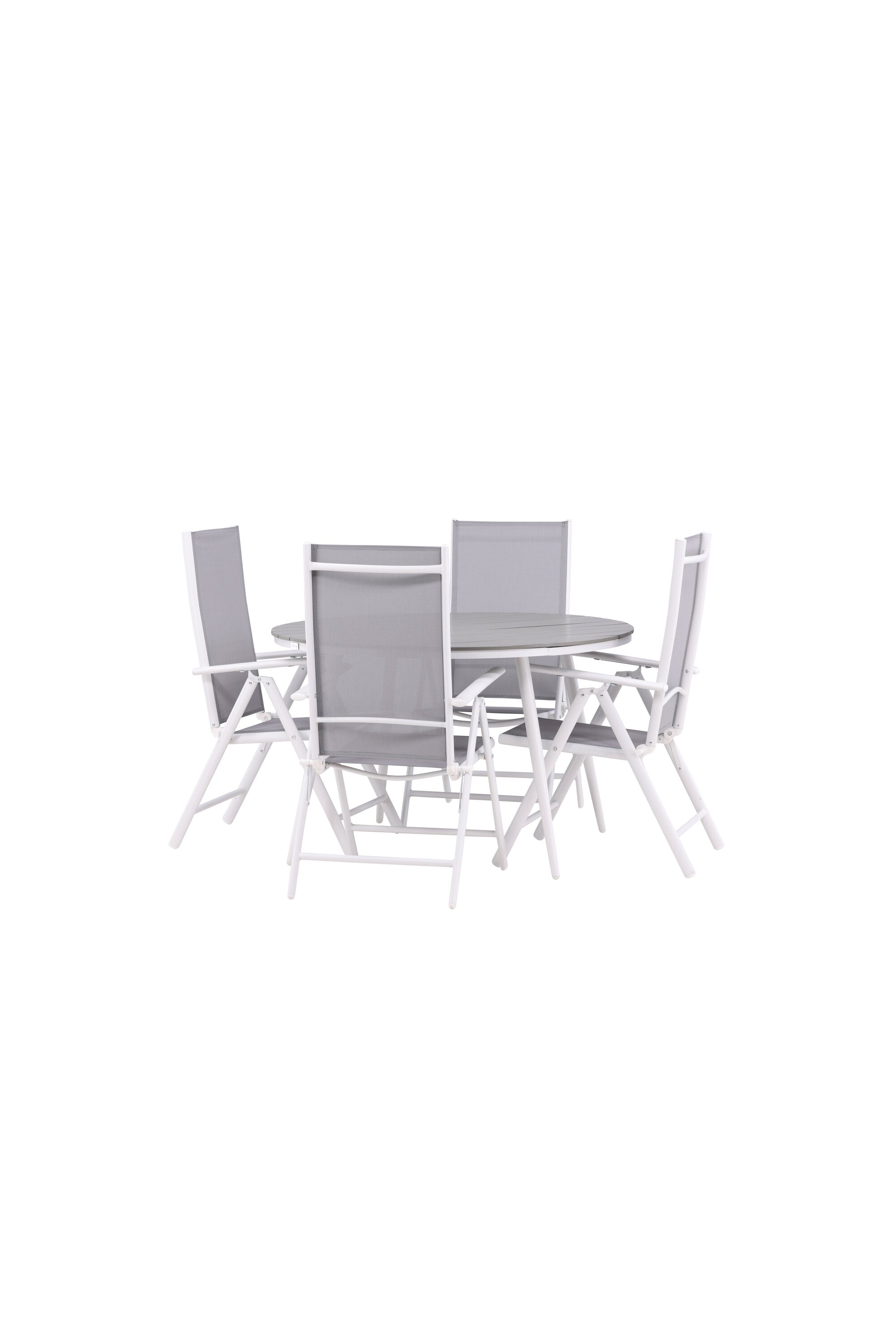 Break Outdoor-Tischset ⌀120cm/4St. in Weiss präsentiert im Onlineshop von KAQTU Design AG. Gartentischset ist von Venture Home
