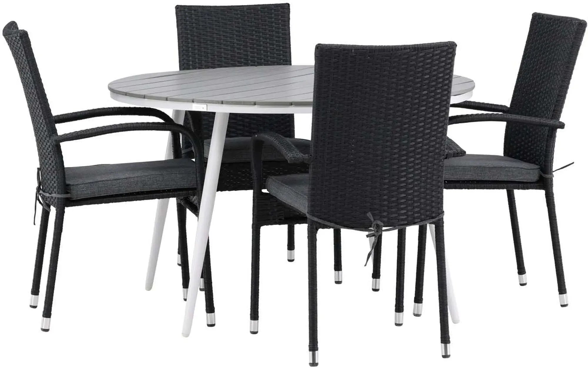 Elegantes Tischset für 4, ideal für stilvolle Outdoor-Dinner.