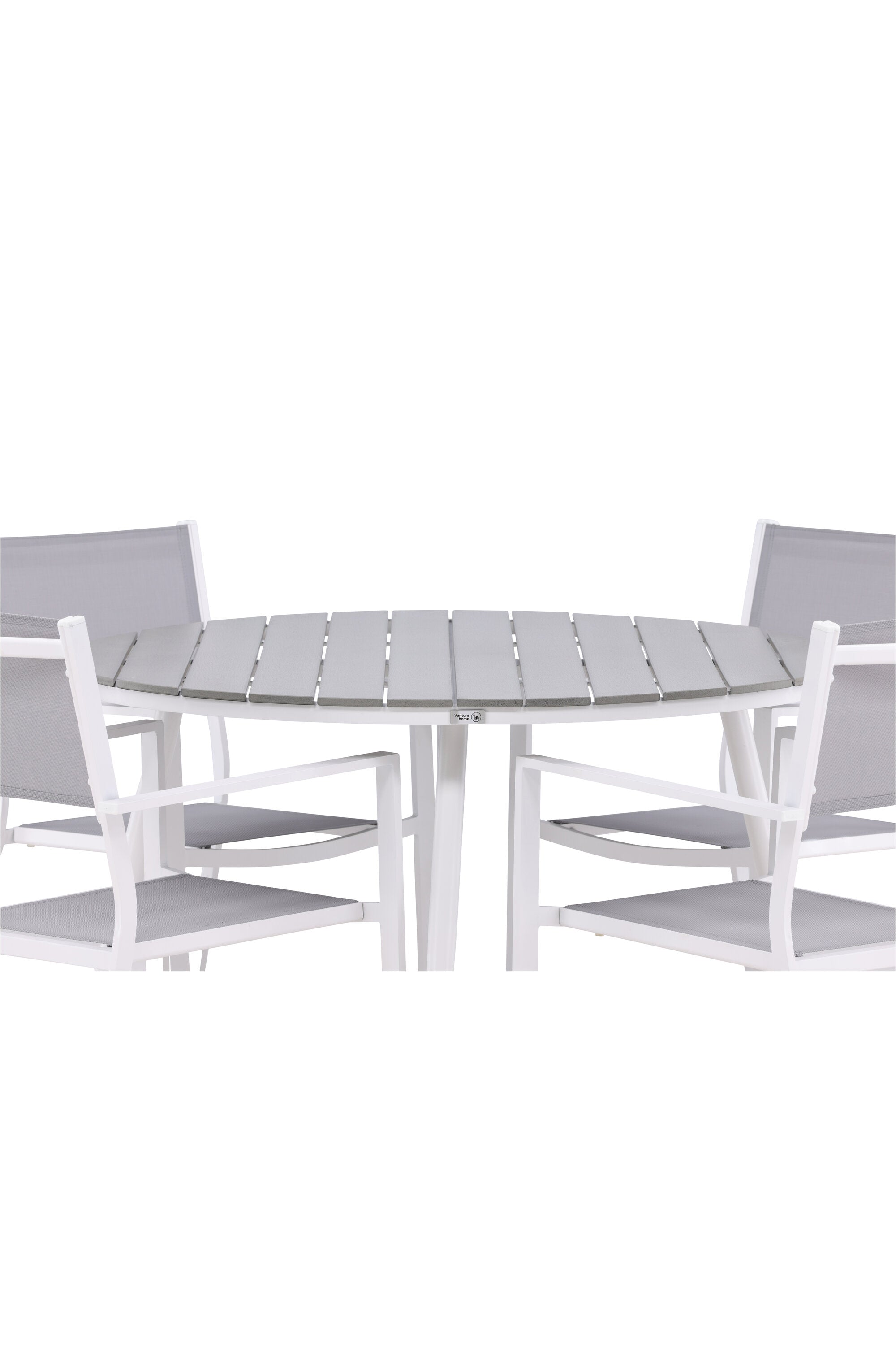 Break Outdoor-Tischset + Copacabana ⌀120cm/4St. in Grau präsentiert im Onlineshop von KAQTU Design AG. Gartentischset ist von Venture Home