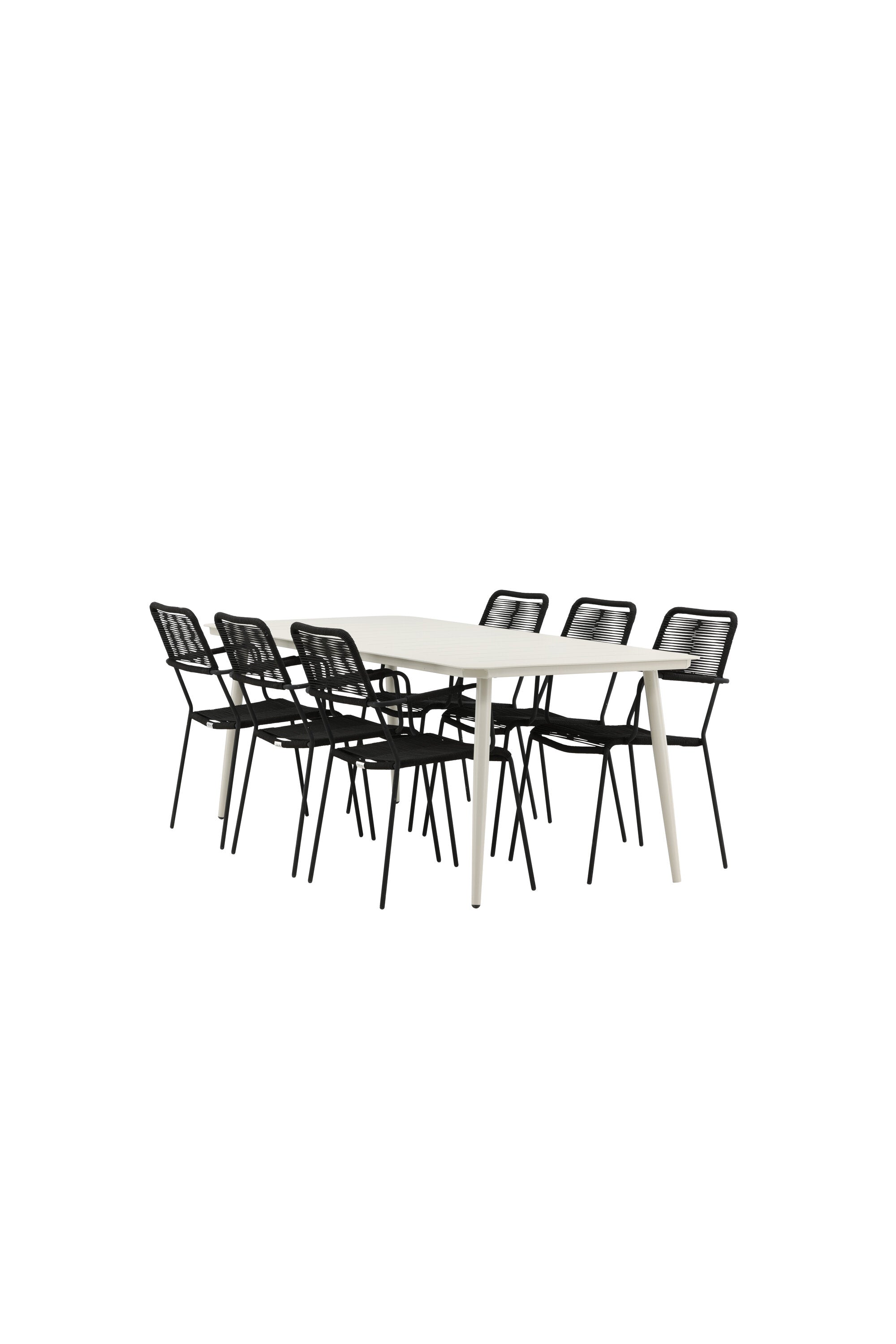Lina Outdoor-Tischset + Lindos Armchair 200cm/6St. in Schwarz präsentiert im Onlineshop von KAQTU Design AG. Gartentischset ist von Venture Home