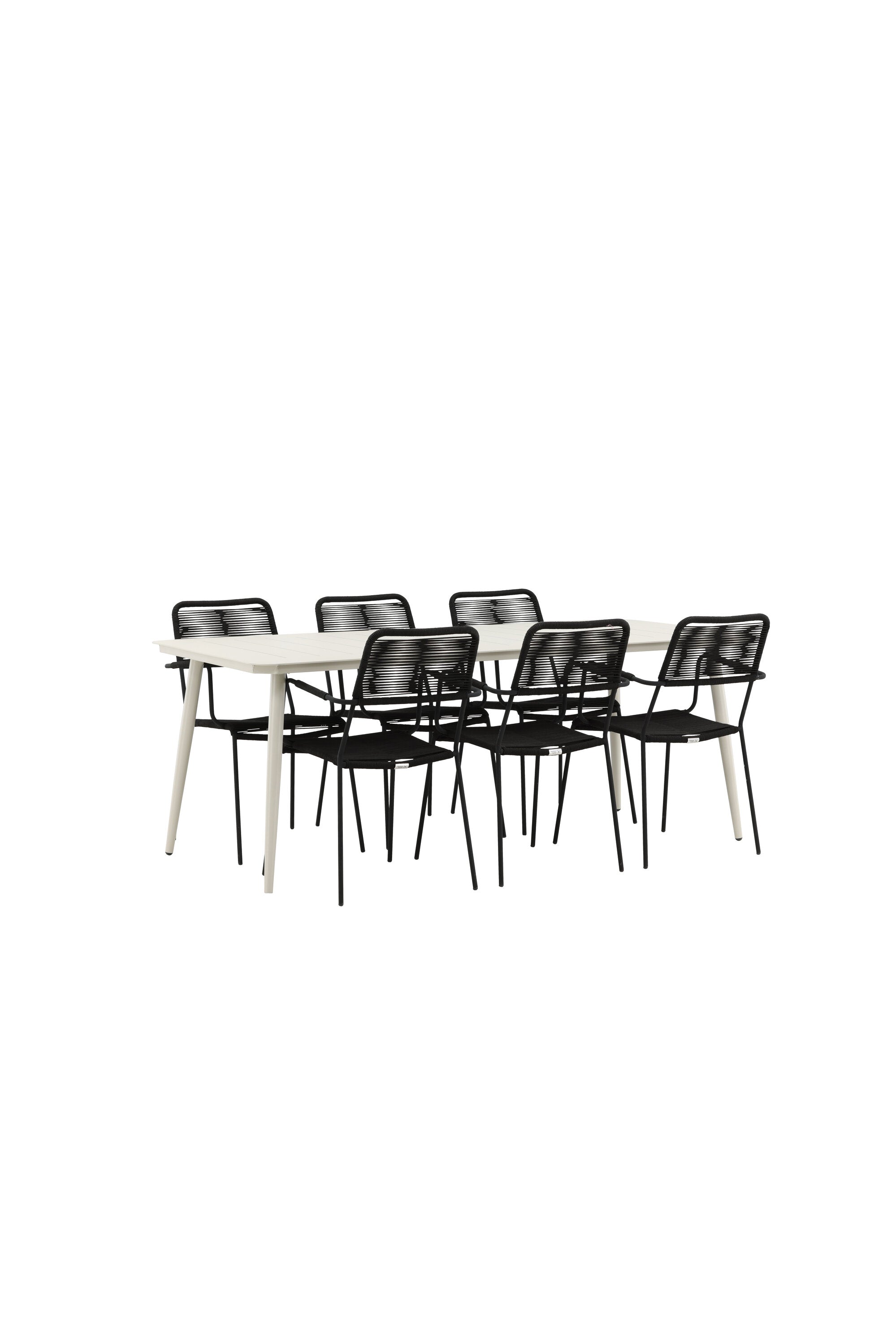 Lina Outdoor-Tischset + Lindos Armchair 200cm/6St. in Schwarz präsentiert im Onlineshop von KAQTU Design AG. Gartentischset ist von Venture Home