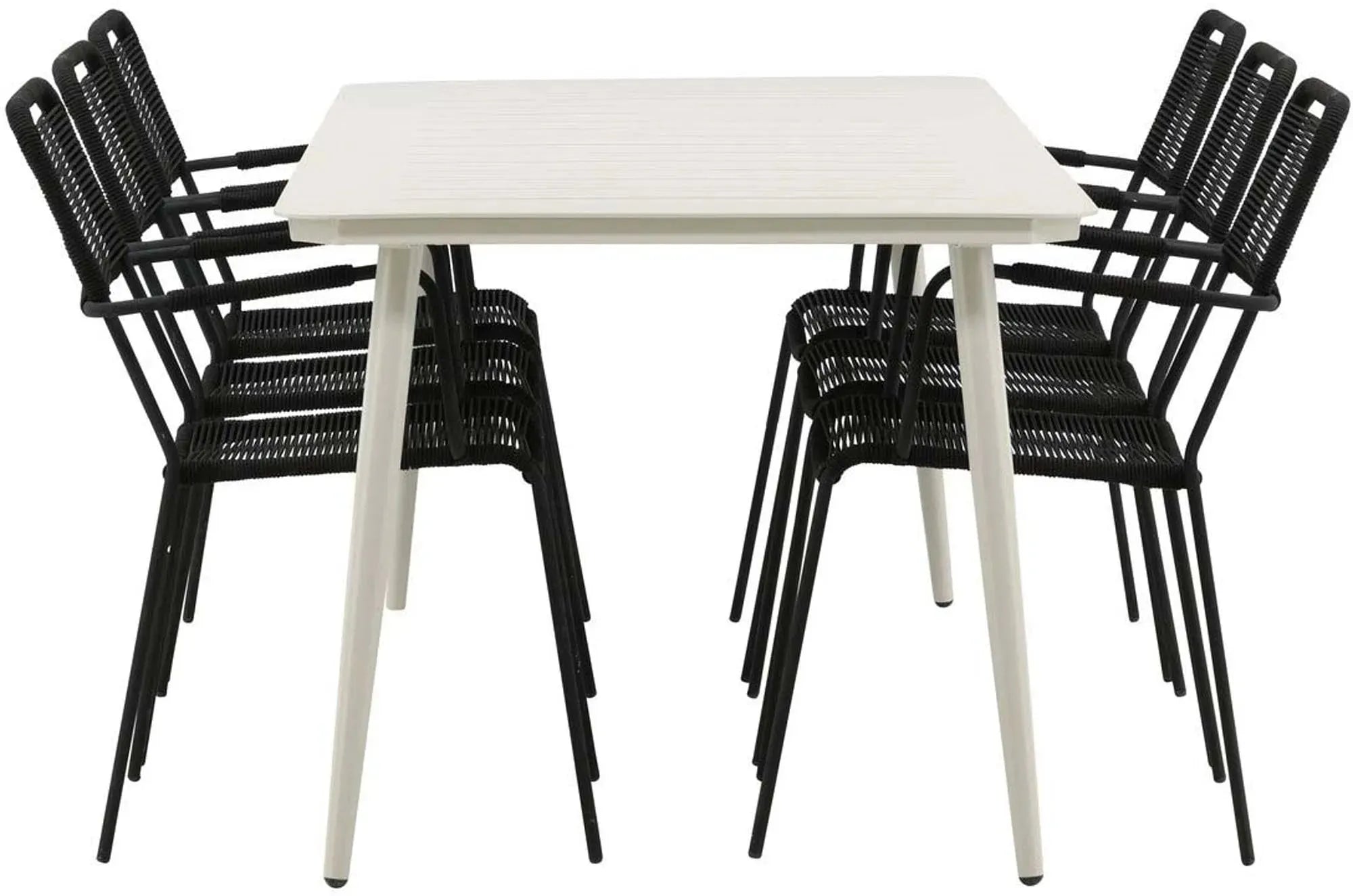 Robustes Outdoor-Tischset mit 6 Stühlen für stilvolle Gartenmomente.