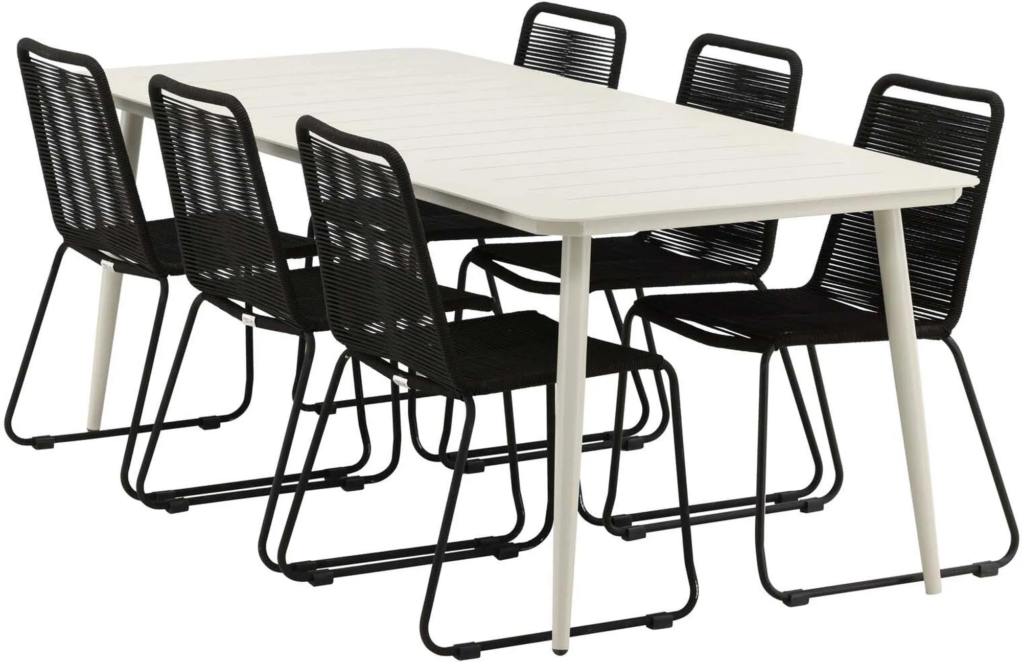 Elegantes Outdoor-Set: Lina Tisch & 6 Lindos Stühle, 200cm, stapelbar.