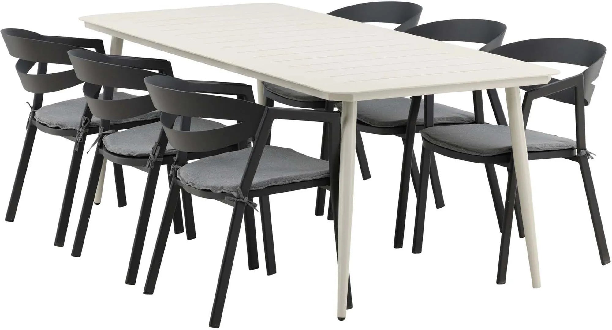 Robustes Lina Tischset 200cm für 6: Ideal für stilvolle Outdoor-Dinner.