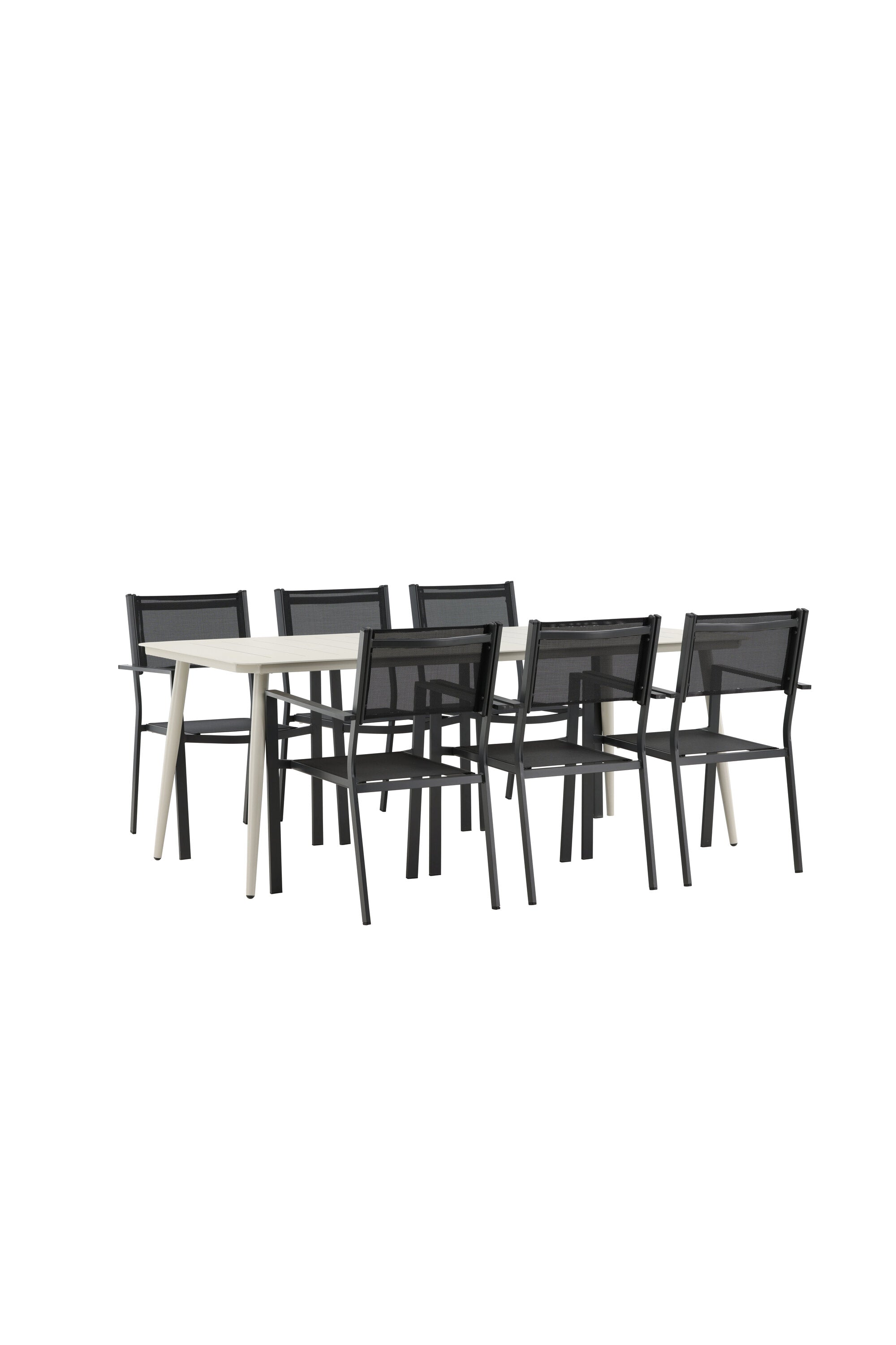 Lina Outdoor-Tischset + Copacabana 200cm/6St. in Schwarz präsentiert im Onlineshop von KAQTU Design AG. Gartentischset ist von Venture Home