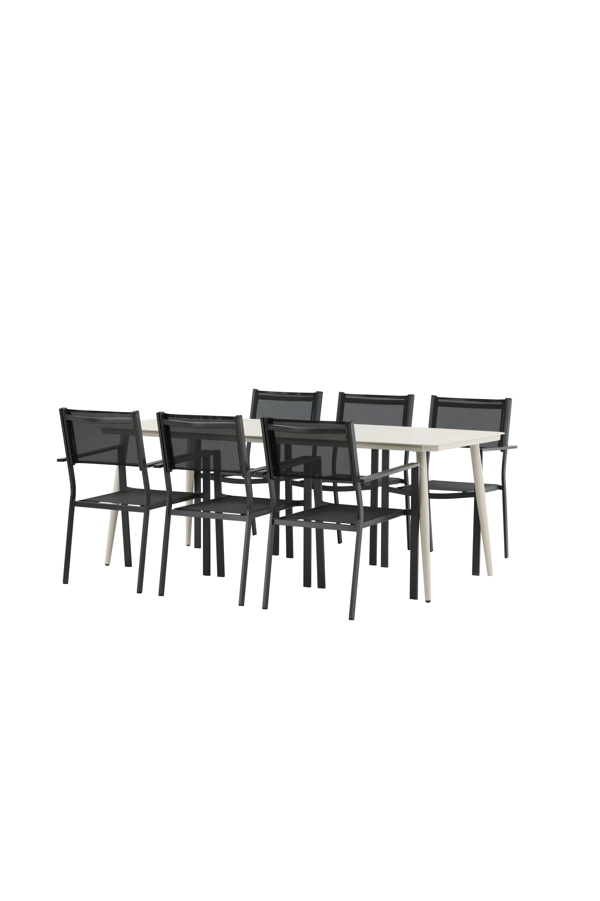 Lina Outdoor-Tischset + Copacabana 200cm/6St. in Schwarz präsentiert im Onlineshop von KAQTU Design AG. Gartentischset ist von Venture Home