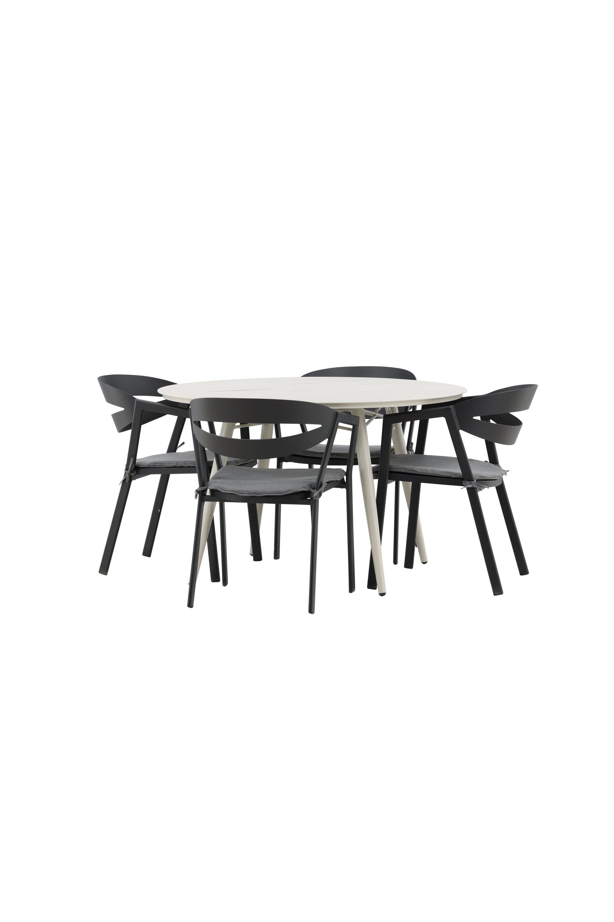 Lina Outdoor-Tischset + Slit ⌀120cm/4St. in Schwarz präsentiert im Onlineshop von KAQTU Design AG. Gartentischset ist von Venture Home