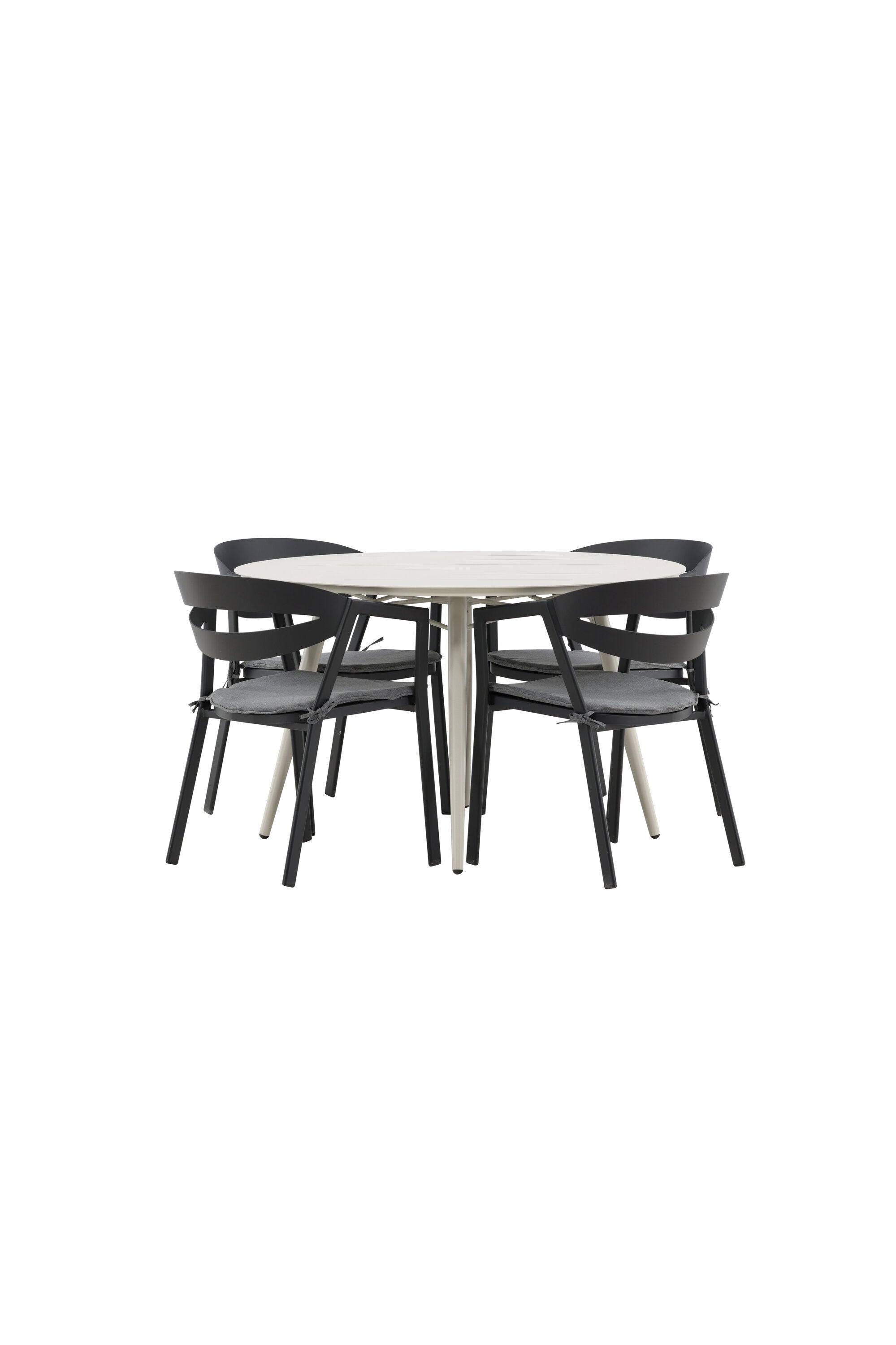 Lina Outdoor-Tischset + Slit ⌀120cm/4St. in Schwarz präsentiert im Onlineshop von KAQTU Design AG. Gartentischset ist von Venture Home