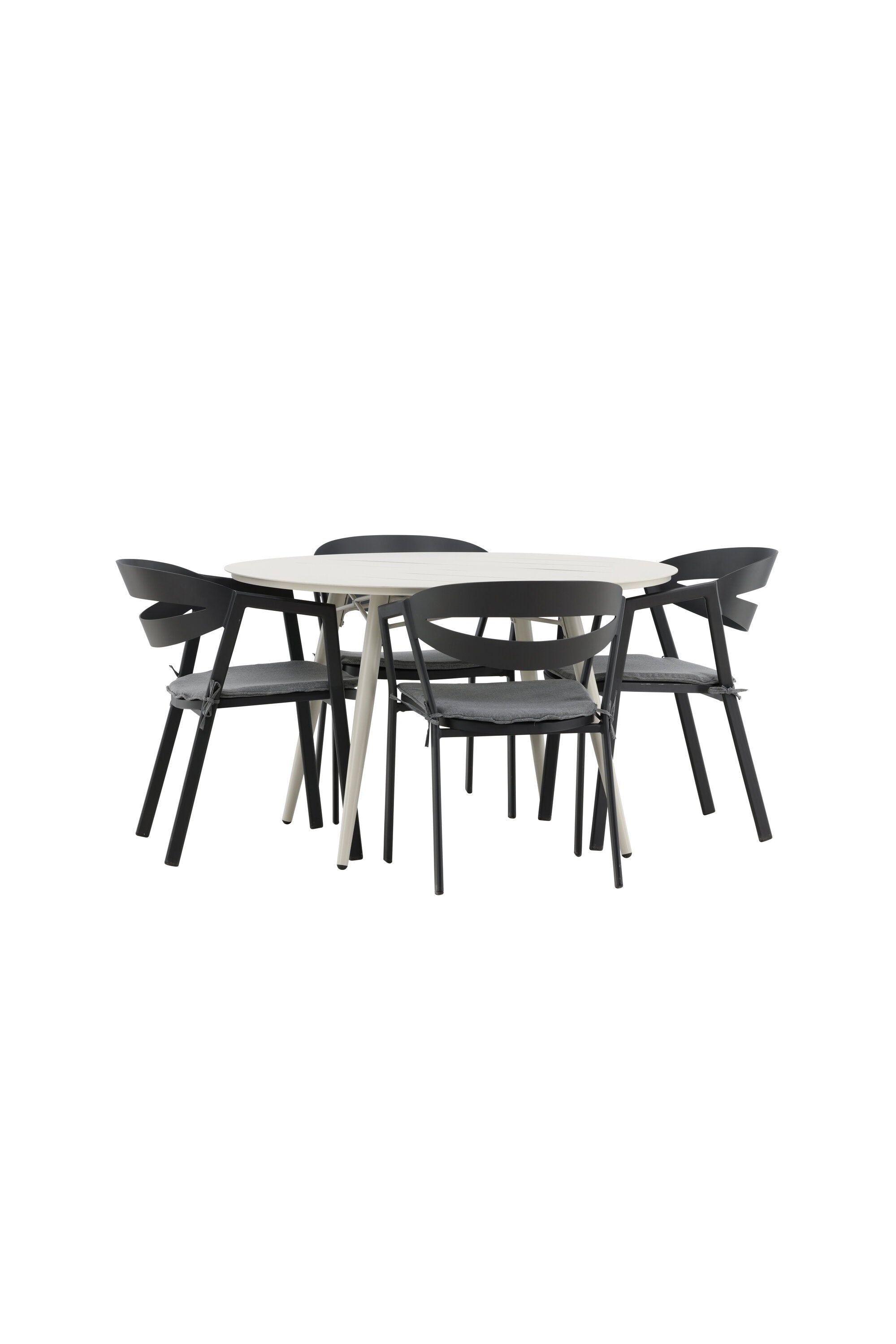 Lina Outdoor-Tischset + Slit ⌀120cm/4St. in Schwarz präsentiert im Onlineshop von KAQTU Design AG. Gartentischset ist von Venture Home