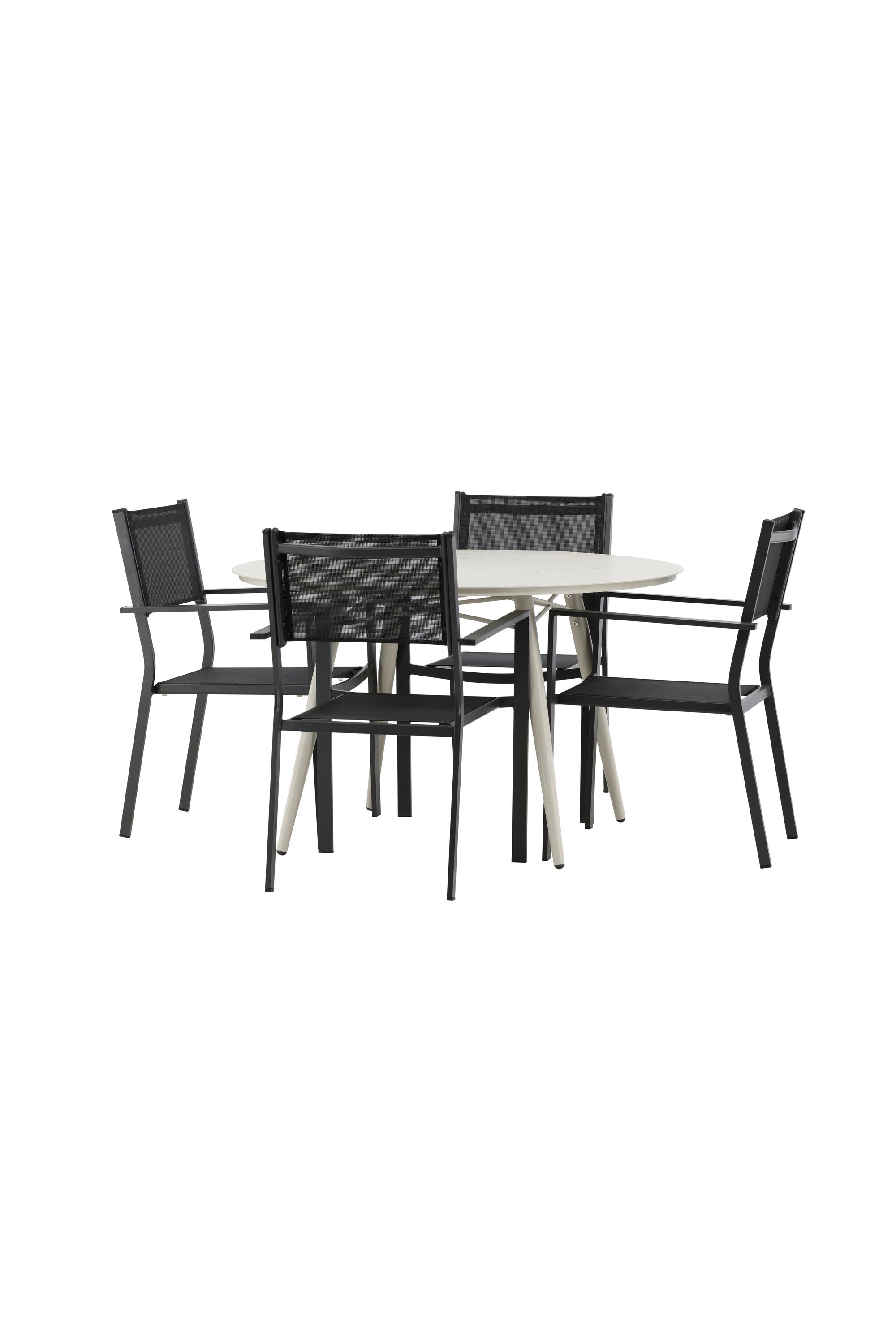 Lina Outdoor-Tischset + Copacabana ⌀120cm/4St. in Schwarz präsentiert im Onlineshop von KAQTU Design AG. Gartentischset ist von Venture Home