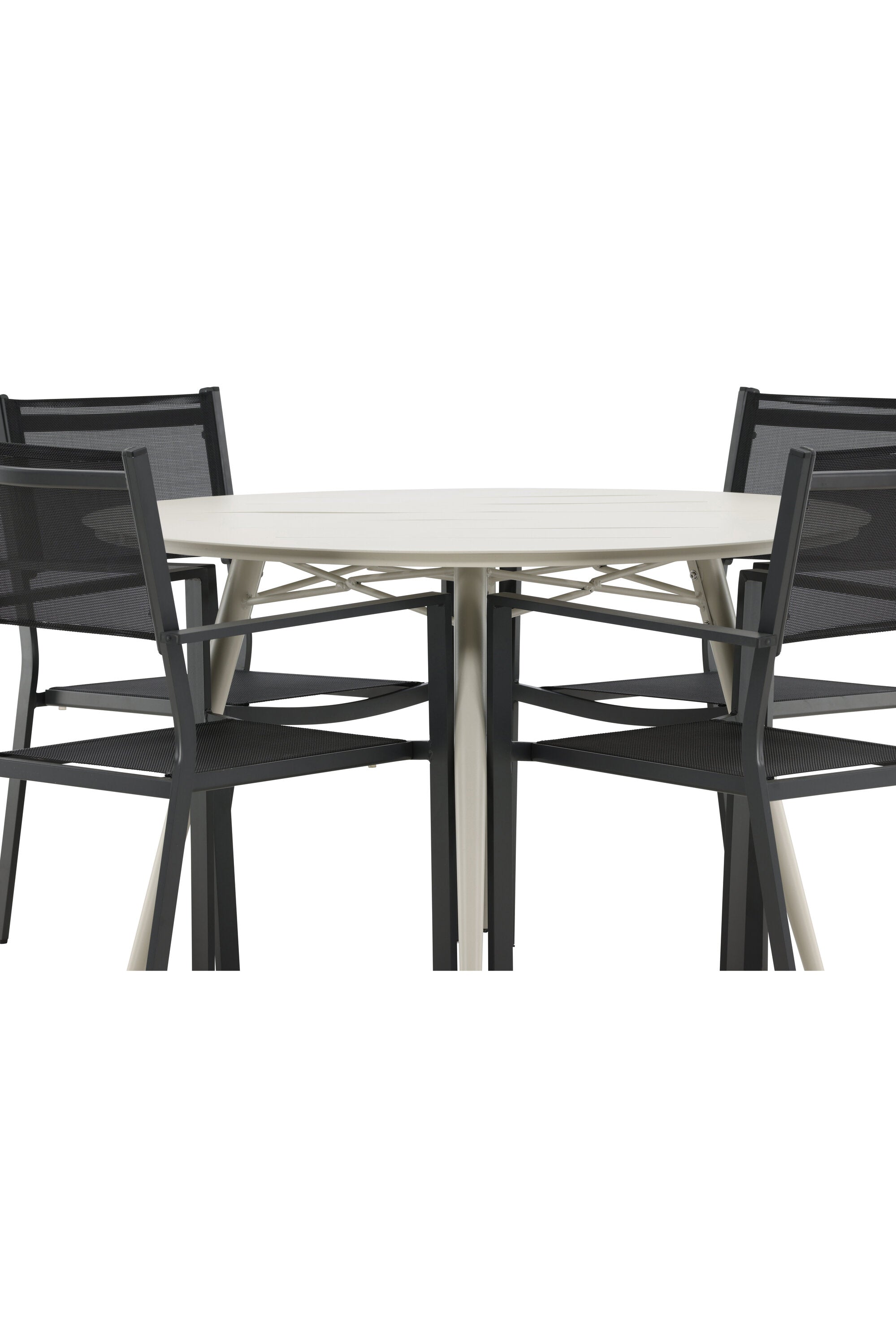 Lina Outdoor-Tischset + Copacabana ⌀120cm/4St. in Schwarz präsentiert im Onlineshop von KAQTU Design AG. Gartentischset ist von Venture Home