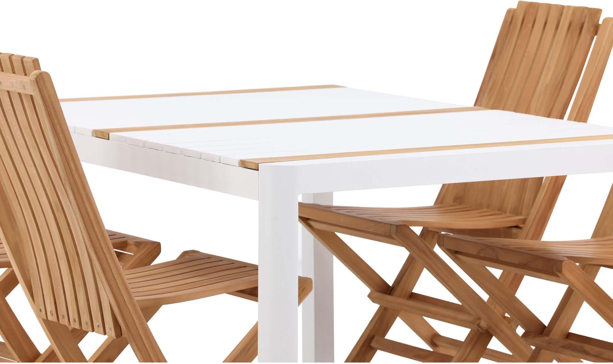 Togo Outdoor-Tischset + Ghana 150cm/4St.: Elegantes Teakholz-Design für gesellige Stunden im Freien. Ideal für Terrasse und Garten!