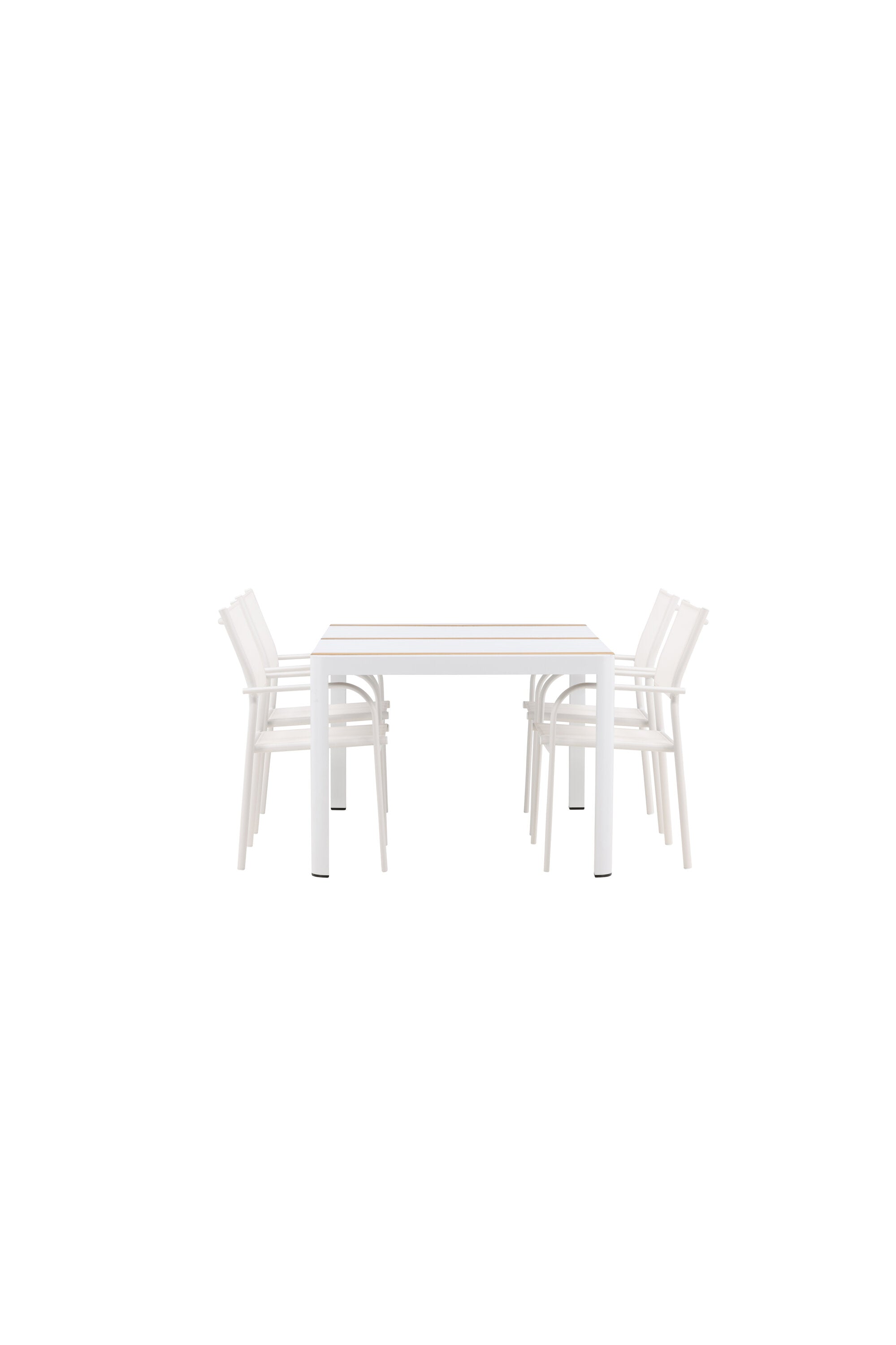 Togo Outdoor-Tischset + Santorini 150cm/4St. in Weiss präsentiert im Onlineshop von KAQTU Design AG. Gartentischset ist von Venture Home
