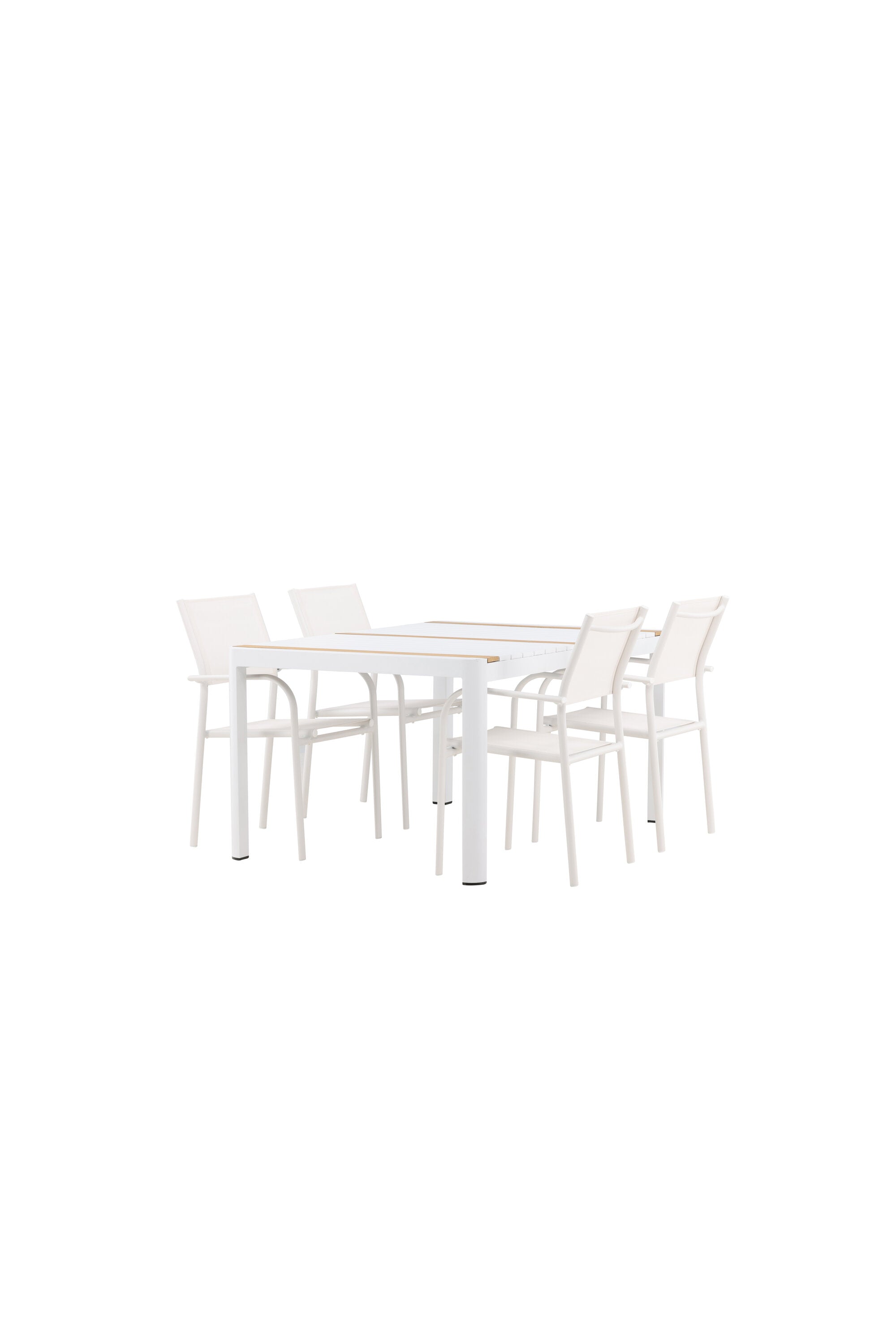 Togo Outdoor-Tischset + Santorini 150cm/4St. in Weiss präsentiert im Onlineshop von KAQTU Design AG. Gartentischset ist von Venture Home