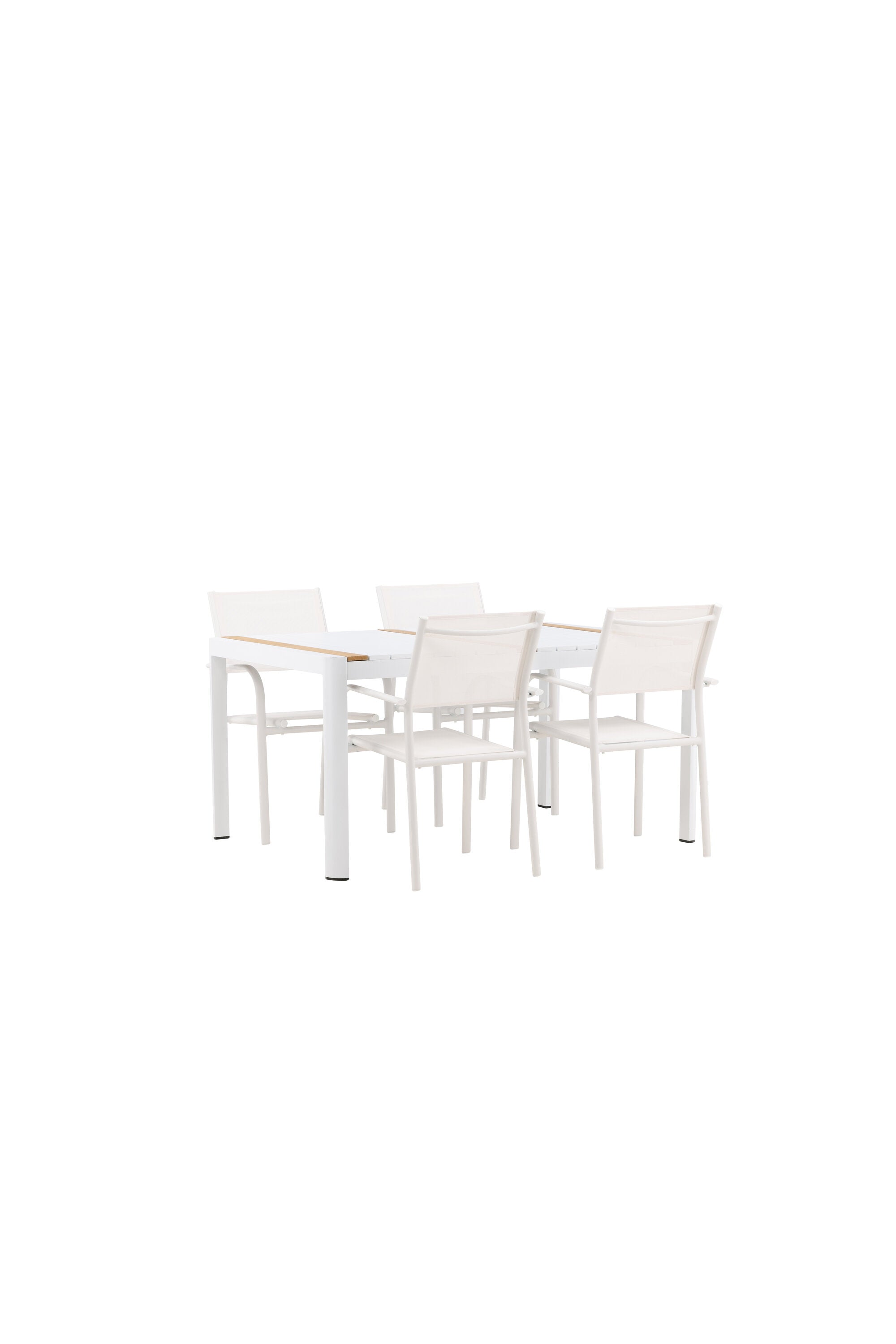 Togo Outdoor-Tischset + Santorini 150cm/4St. in Weiss präsentiert im Onlineshop von KAQTU Design AG. Gartentischset ist von Venture Home