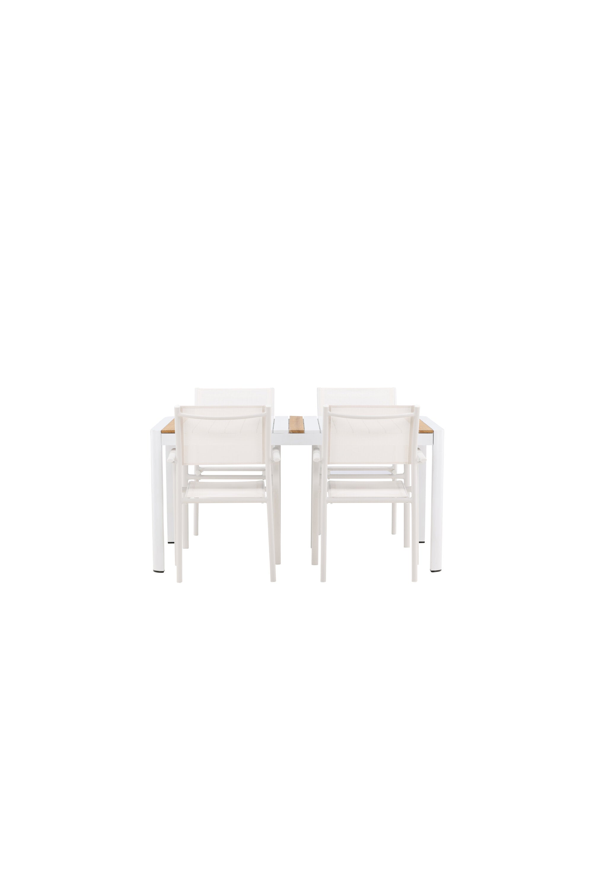 Togo Outdoor-Tischset + Santorini 150cm/4St. in Weiss präsentiert im Onlineshop von KAQTU Design AG. Gartentischset ist von Venture Home