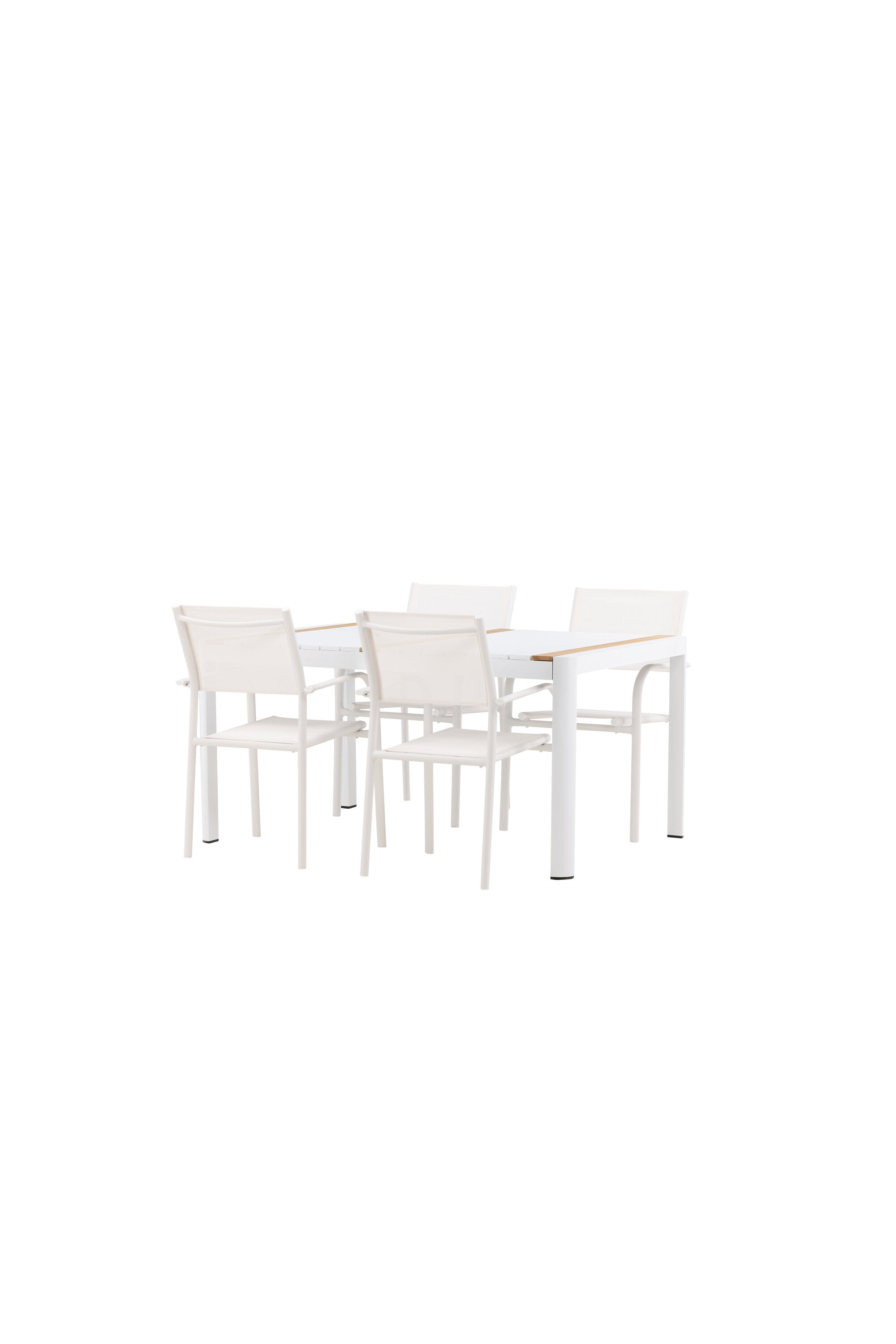 Togo Outdoor-Tischset + Santorini 150cm/4St. in Weiss präsentiert im Onlineshop von KAQTU Design AG. Gartentischset ist von Venture Home