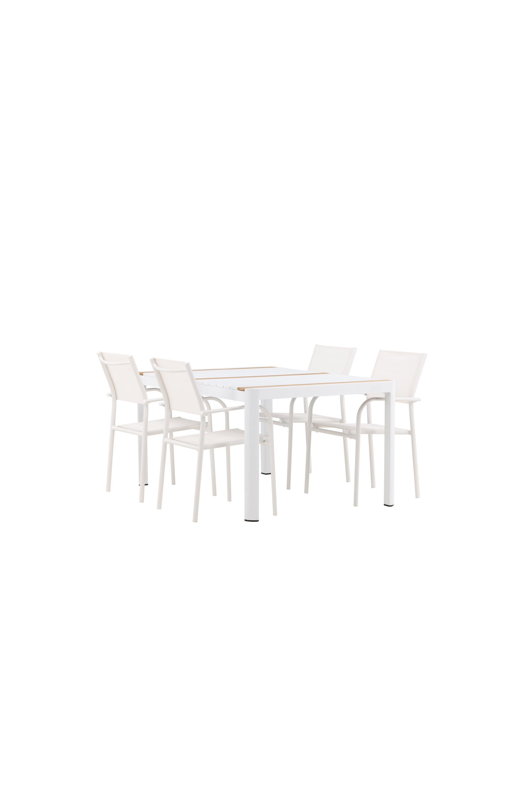 Togo Outdoor-Tischset + Santorini 150cm/4St. in Weiss präsentiert im Onlineshop von KAQTU Design AG. Gartentischset ist von Venture Home