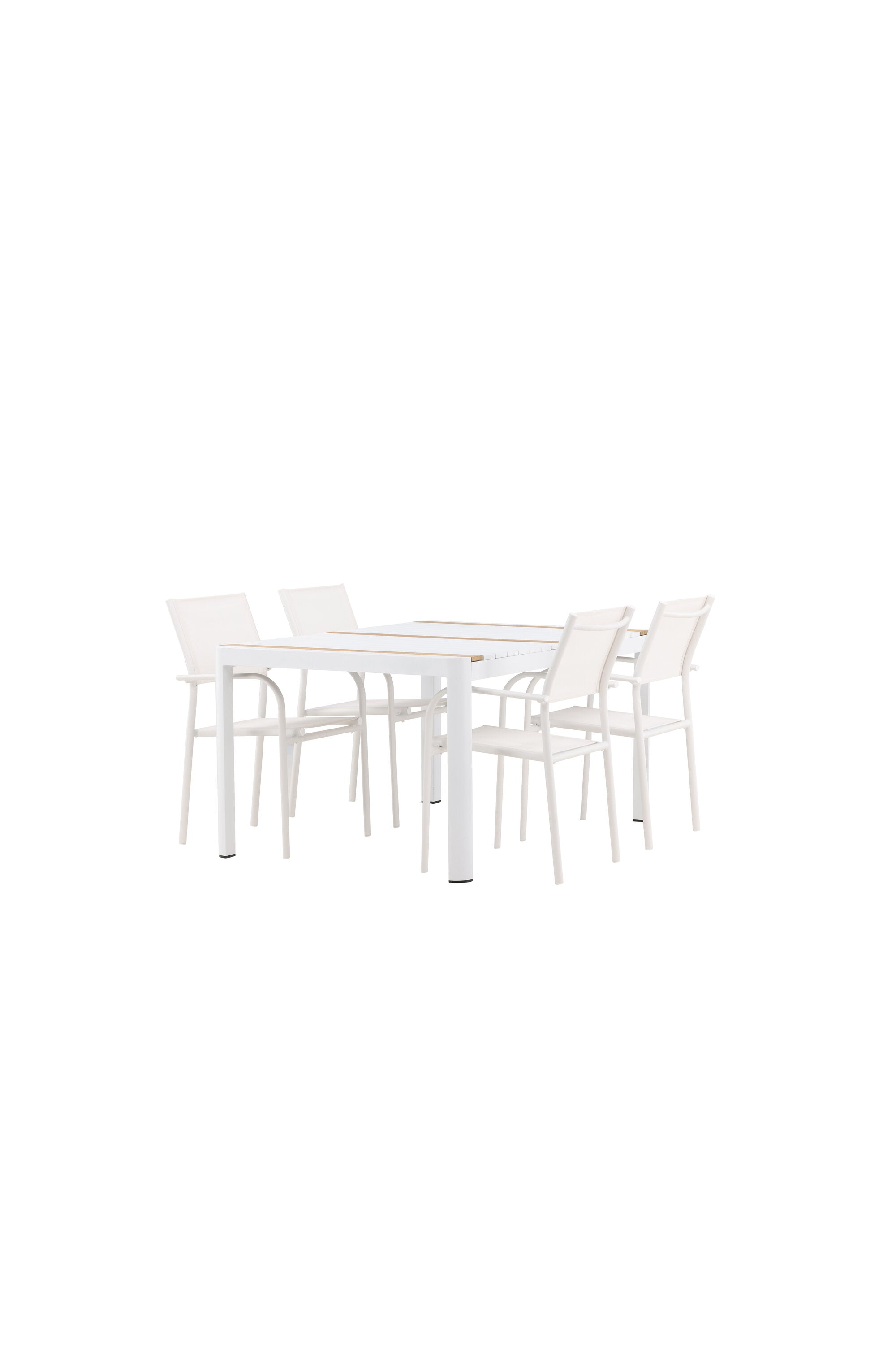 Togo Outdoor-Tischset + Santorini 150cm/4St. in Weiss präsentiert im Onlineshop von KAQTU Design AG. Gartentischset ist von Venture Home