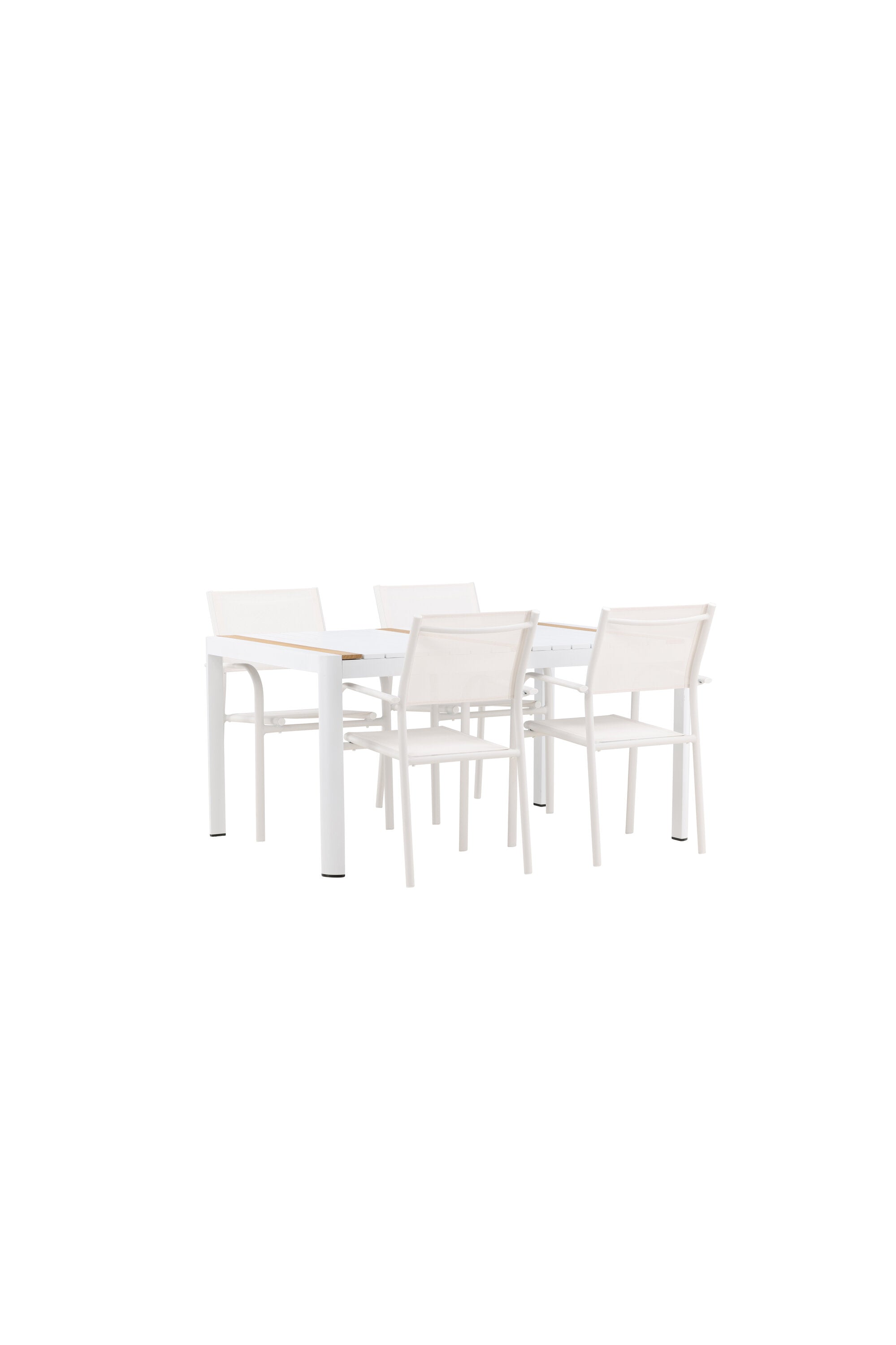 Togo Outdoor-Tischset + Santorini 150cm/4St. in Weiss präsentiert im Onlineshop von KAQTU Design AG. Gartentischset ist von Venture Home