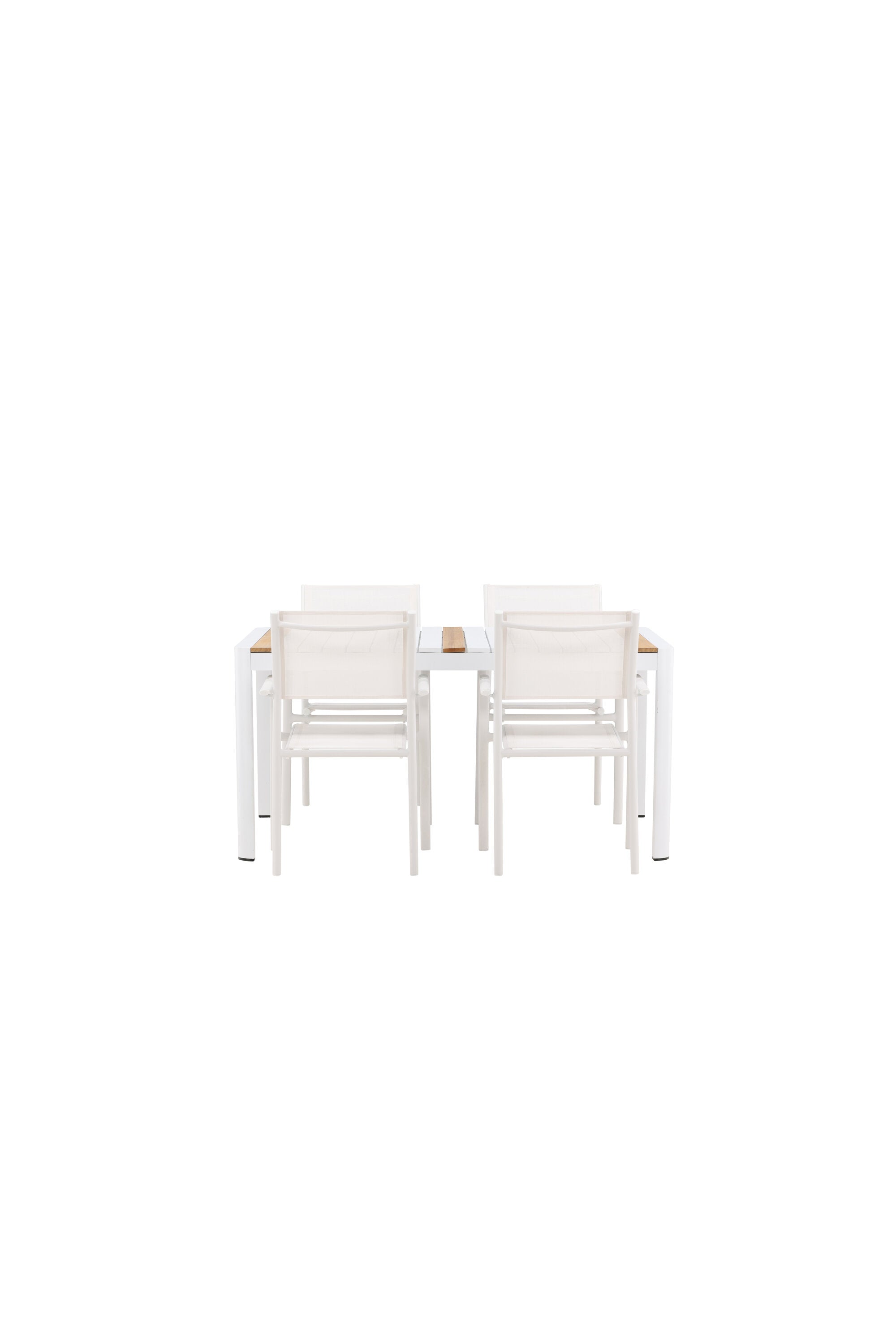 Togo Outdoor-Tischset + Santorini 150cm/4St. in Weiss präsentiert im Onlineshop von KAQTU Design AG. Gartentischset ist von Venture Home