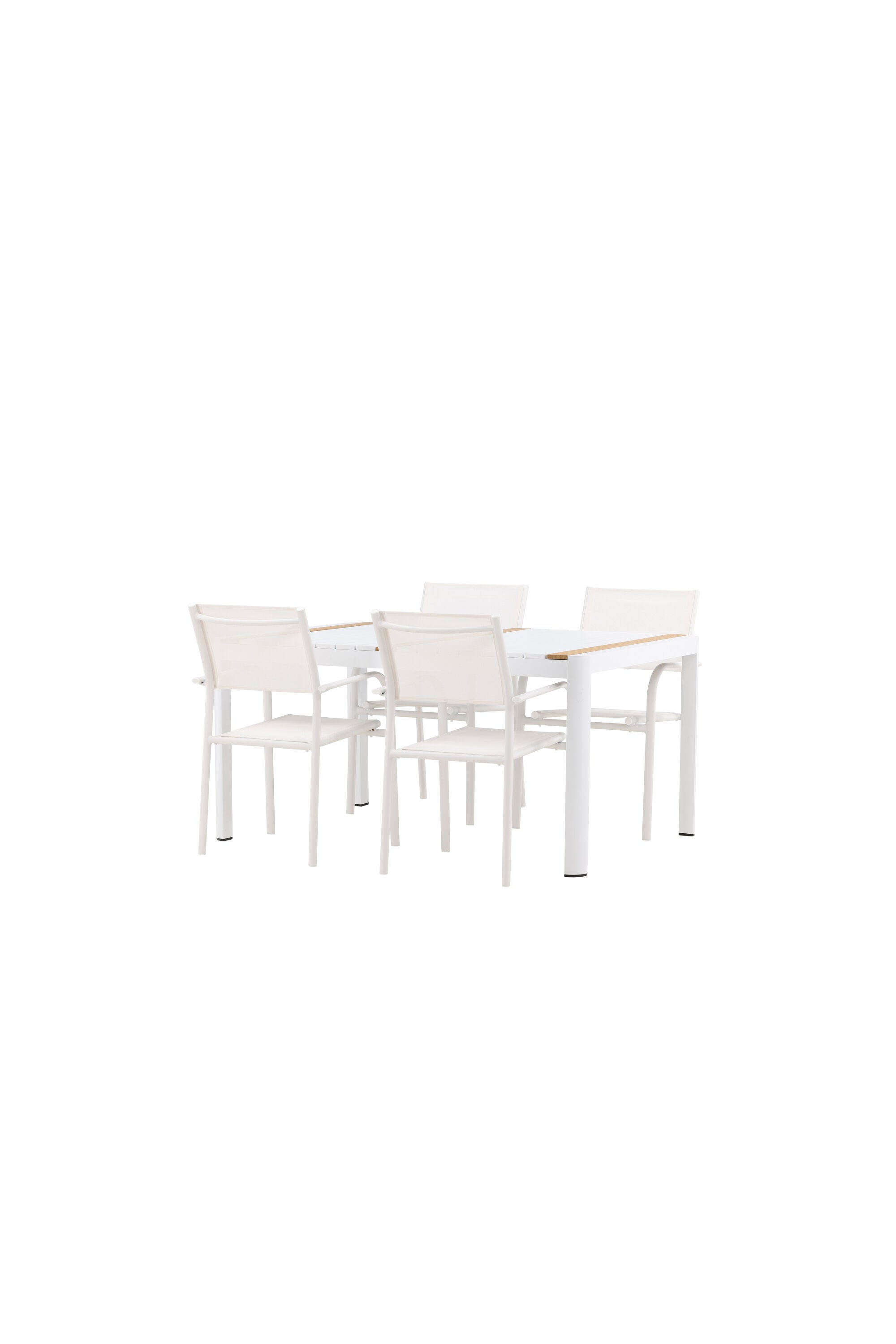 Togo Outdoor-Tischset + Santorini 150cm/4St. in Weiss präsentiert im Onlineshop von KAQTU Design AG. Gartentischset ist von Venture Home