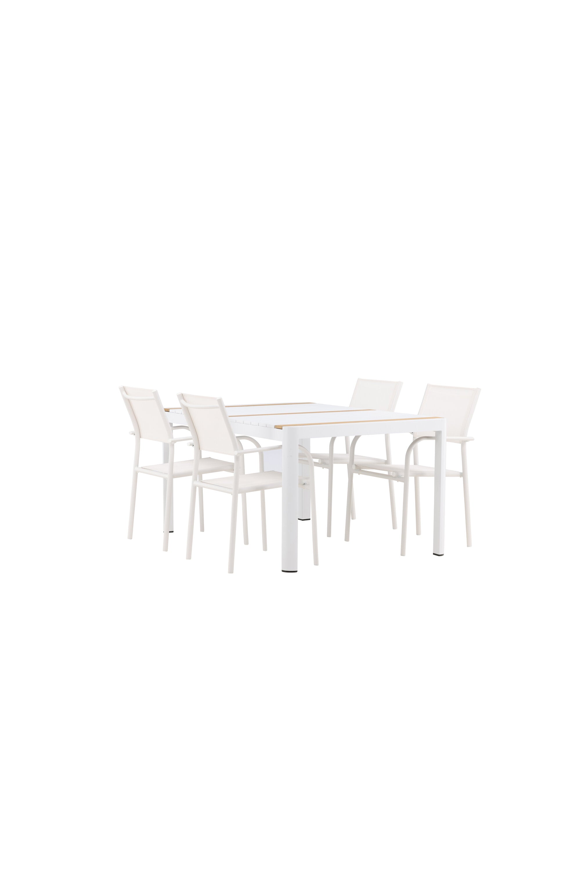 Togo Outdoor-Tischset + Santorini 150cm/4St. in Weiss präsentiert im Onlineshop von KAQTU Design AG. Gartentischset ist von Venture Home