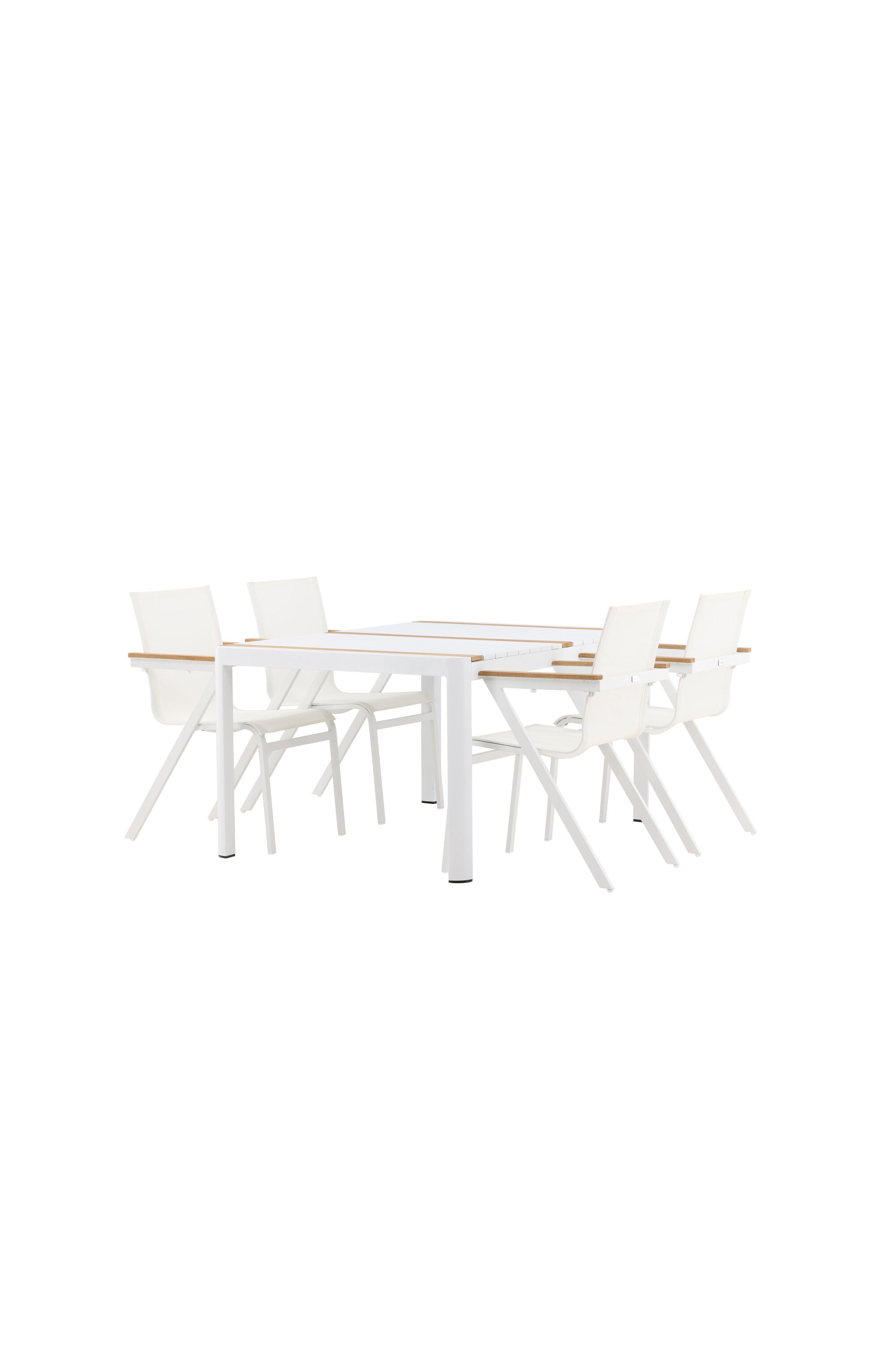Togo Outdoor-Tischset + Mexico 150cm/4St. in Weiss präsentiert im Onlineshop von KAQTU Design AG. Gartentischset ist von Venture Home