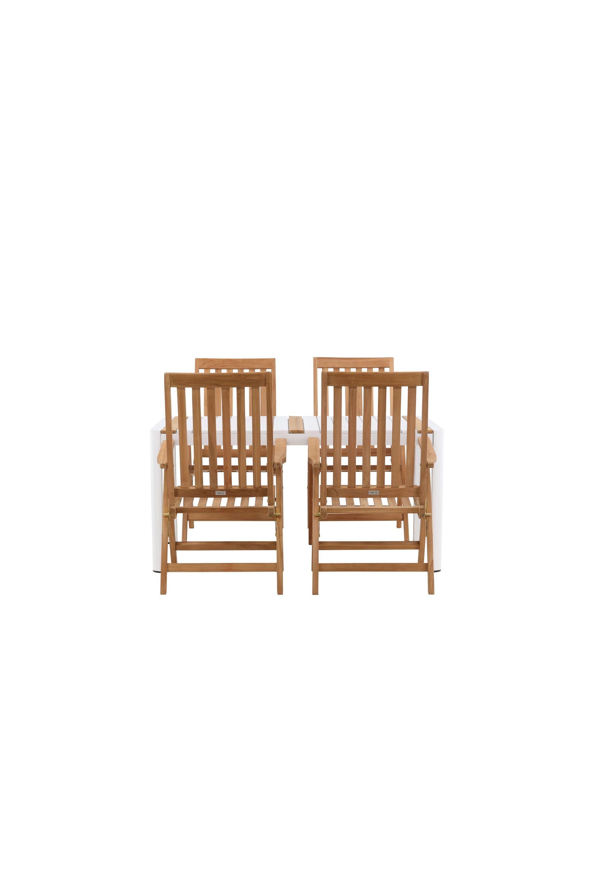 Togo Outdoor-Tischset + Kenya 150cm/4St. in Weiss / Natur präsentiert im Onlineshop von KAQTU Design AG. Gartentischset ist von Venture Home
