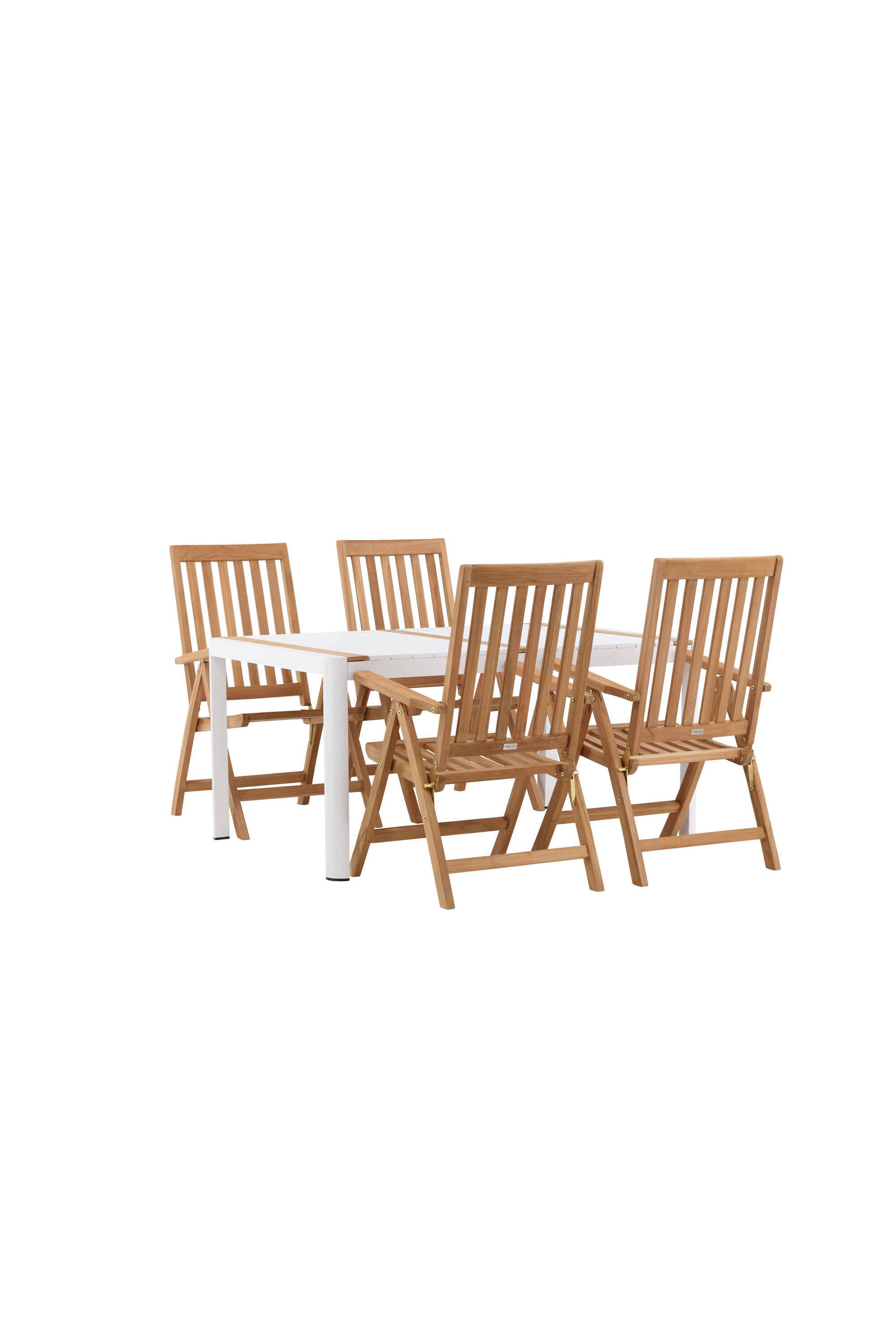 Togo Outdoor-Tischset + Kenya 150cm/4St. in Weiss / Natur präsentiert im Onlineshop von KAQTU Design AG. Gartentischset ist von Venture Home