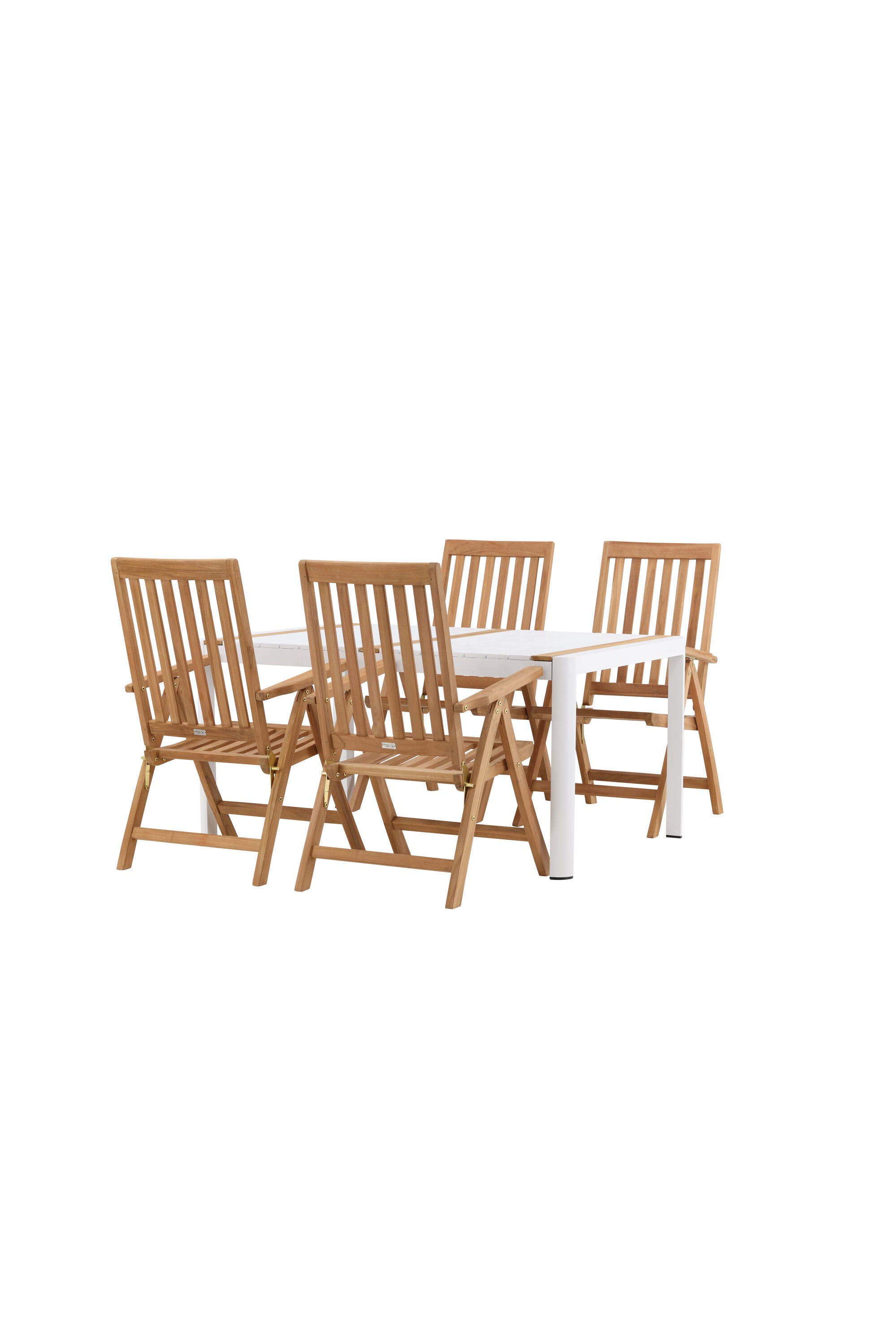 Togo Outdoor-Tischset + Kenya 150cm/4St. in Weiss / Natur präsentiert im Onlineshop von KAQTU Design AG. Gartentischset ist von Venture Home