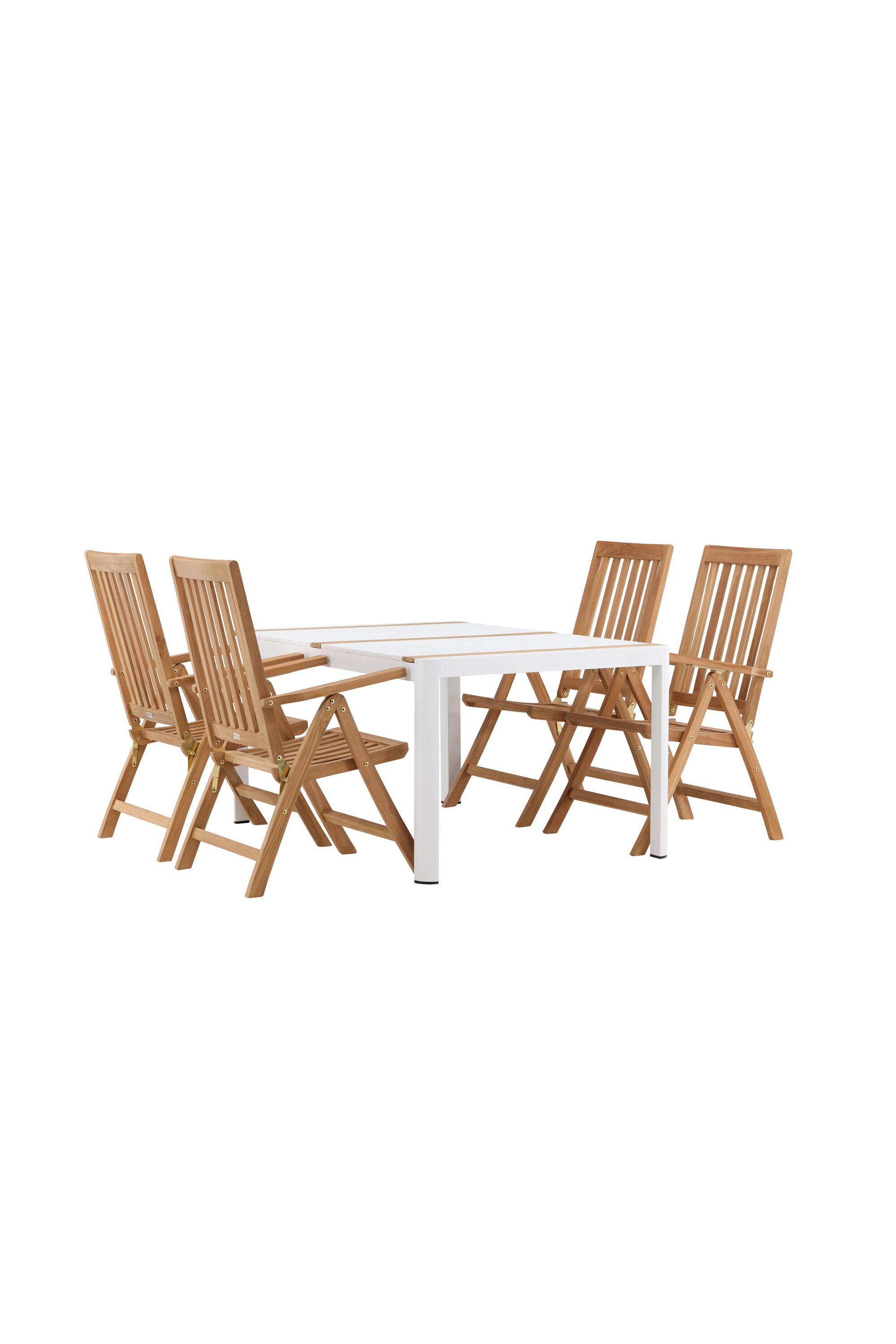Togo Outdoor-Tischset + Kenya 150cm/4St. in Weiss / Natur präsentiert im Onlineshop von KAQTU Design AG. Gartentischset ist von Venture Home