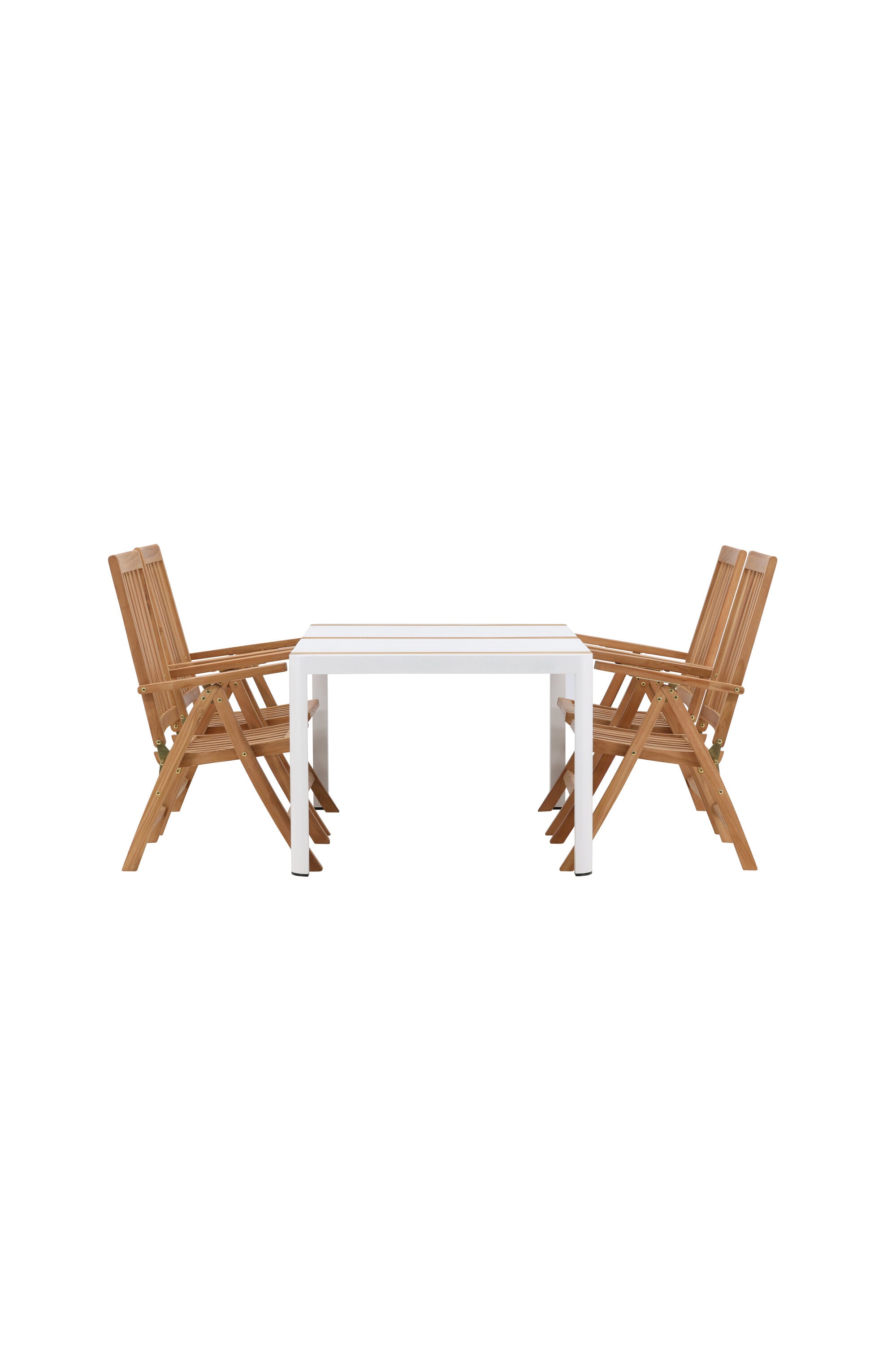 Togo Outdoor-Tischset + Kenya 150cm/4St. in Weiss / Natur präsentiert im Onlineshop von KAQTU Design AG. Gartentischset ist von Venture Home