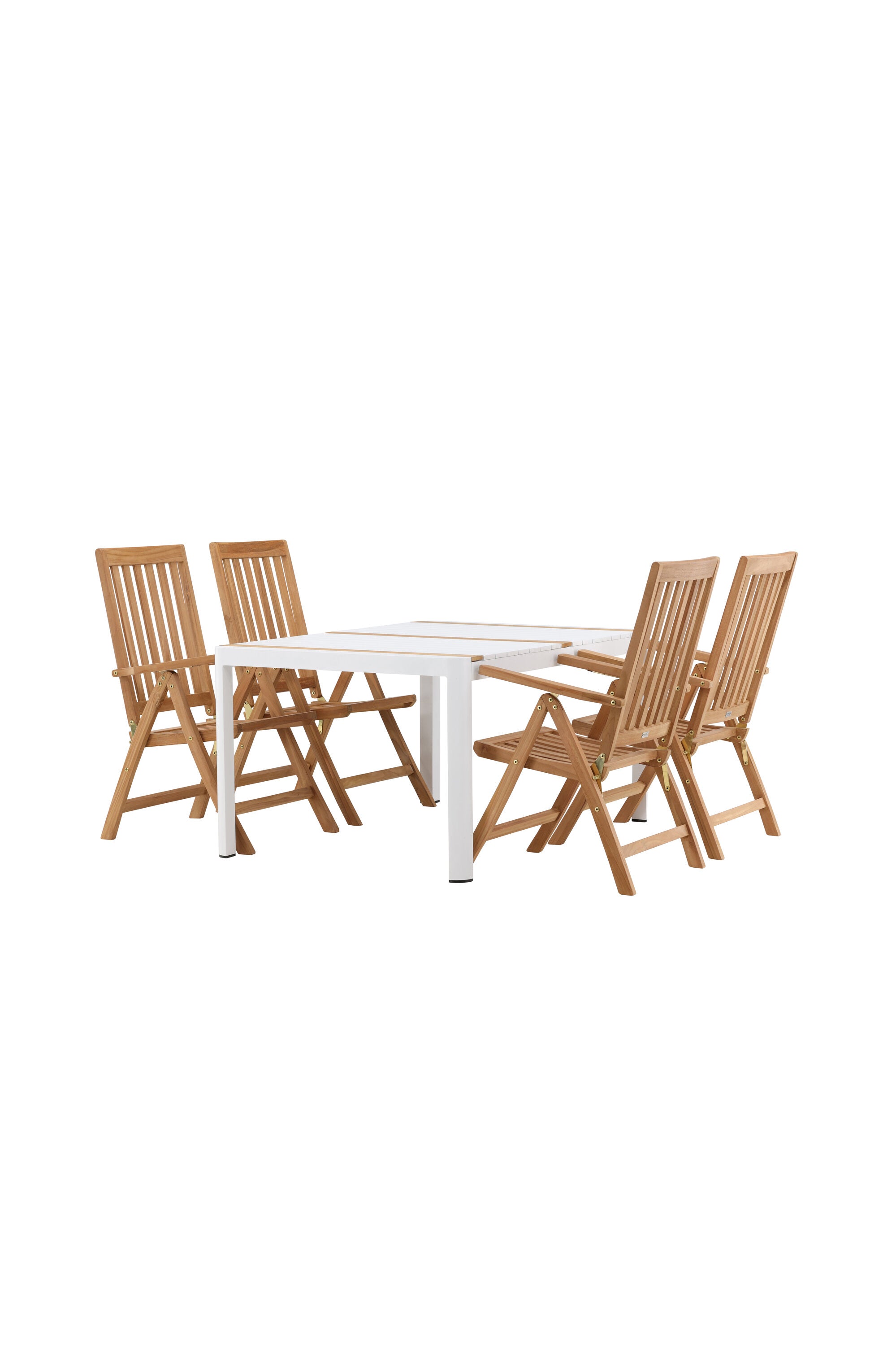 Togo Outdoor-Tischset + Kenya 150cm/4St. in Weiss / Natur präsentiert im Onlineshop von KAQTU Design AG. Gartentischset ist von Venture Home