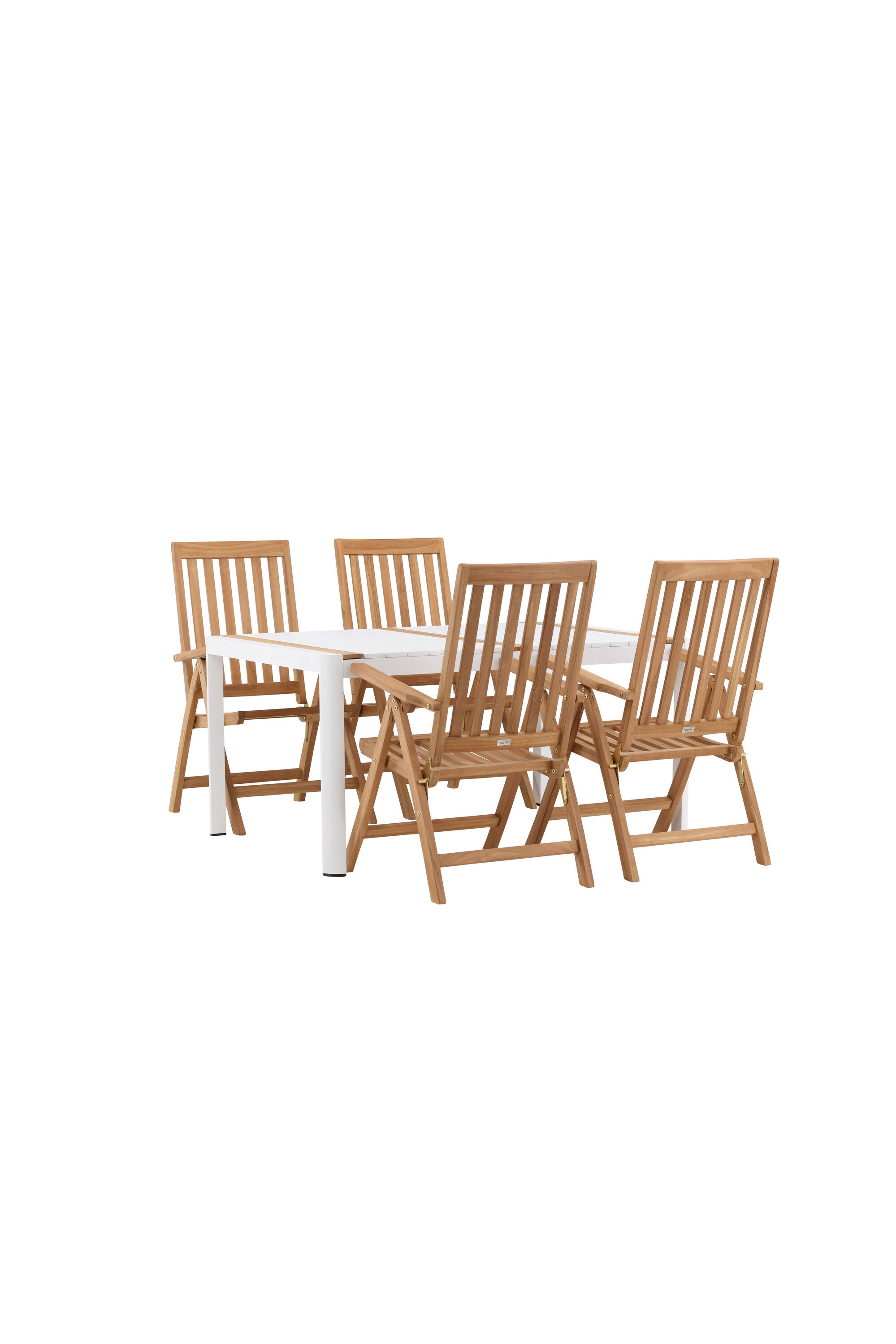 Togo Outdoor-Tischset + Kenya 150cm/4St. in Weiss / Natur präsentiert im Onlineshop von KAQTU Design AG. Gartentischset ist von Venture Home