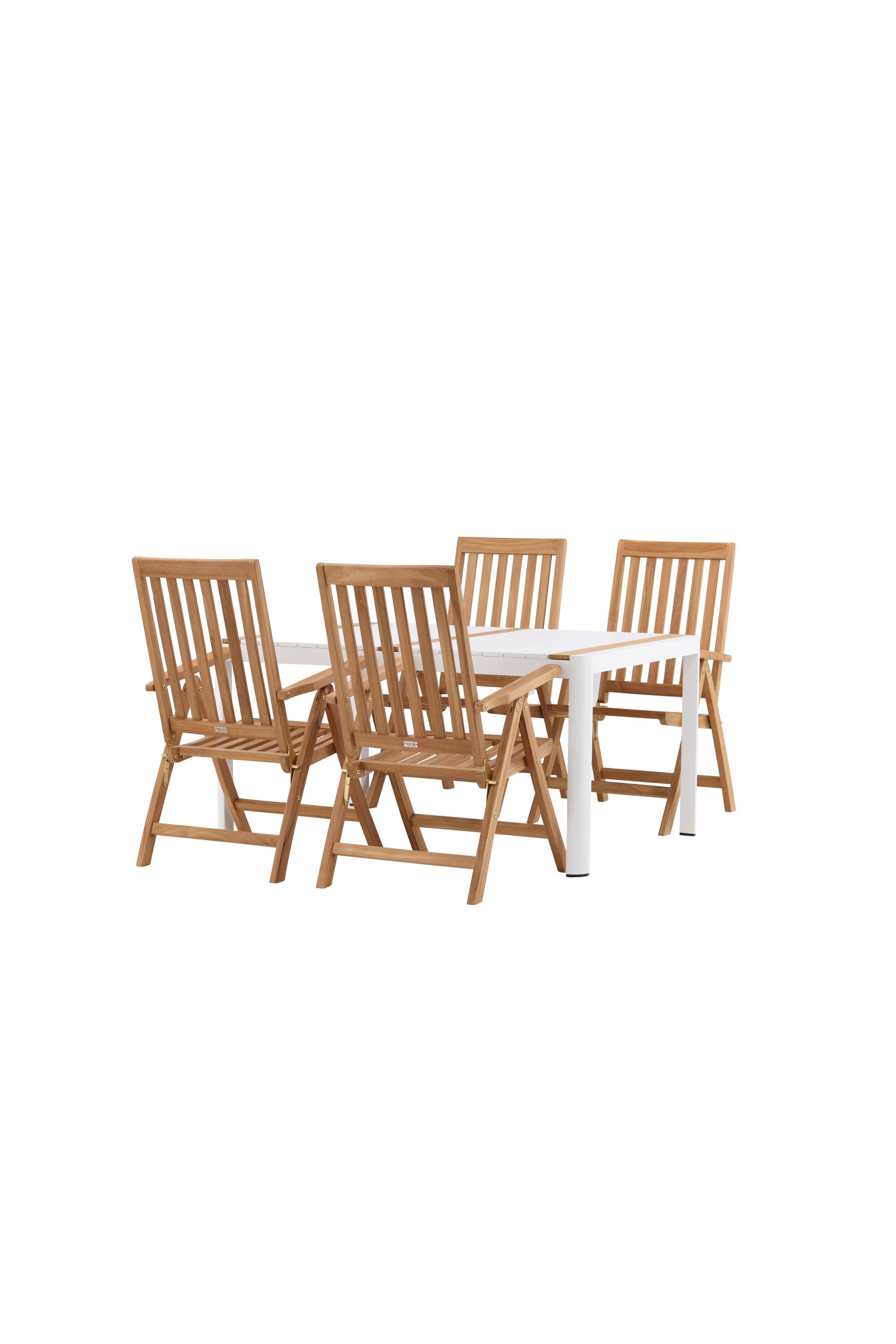 Togo Outdoor-Tischset + Kenya 150cm/4St. in Weiss / Natur präsentiert im Onlineshop von KAQTU Design AG. Gartentischset ist von Venture Home